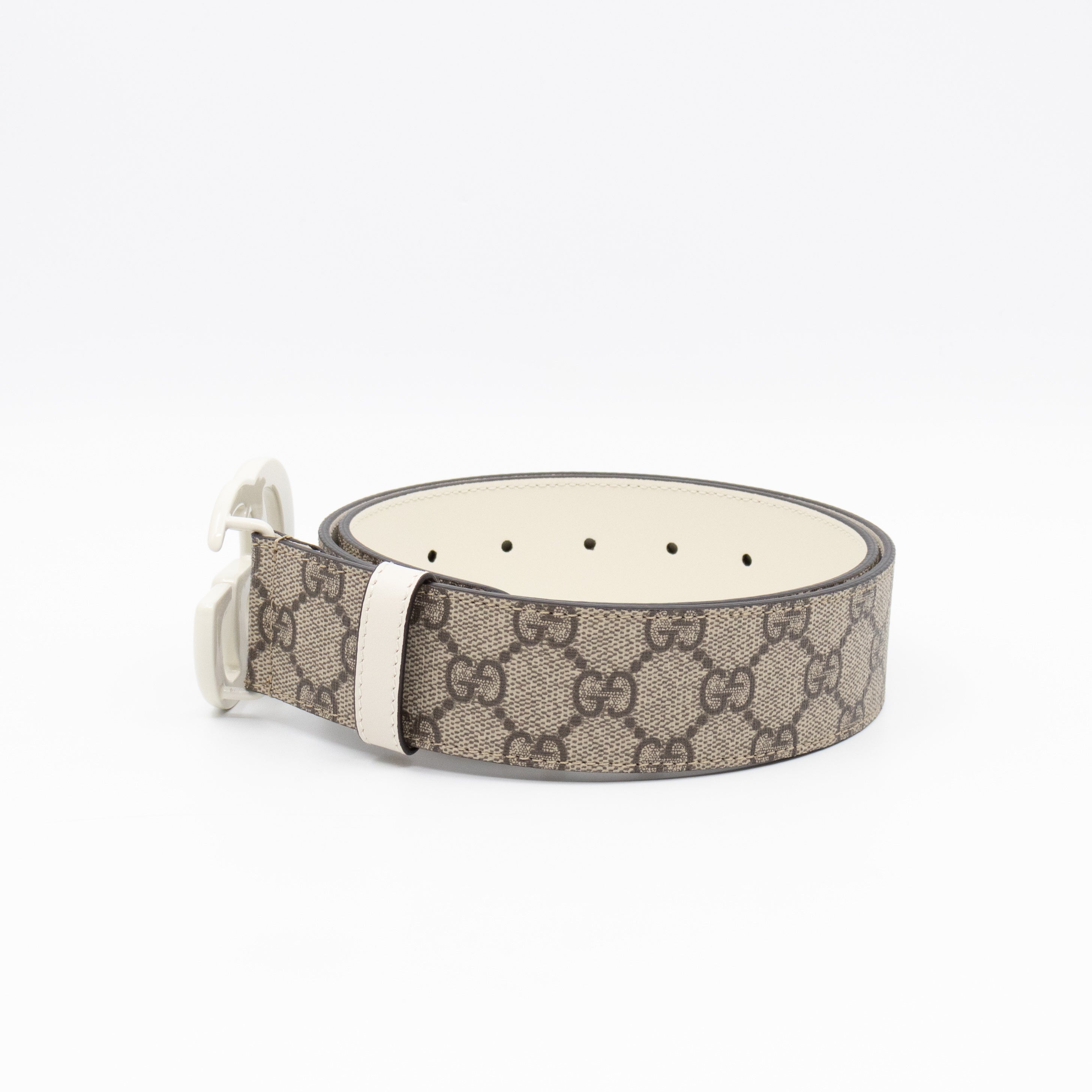 GG Marmont Wide Belt GG Supreme White Leather 85/34