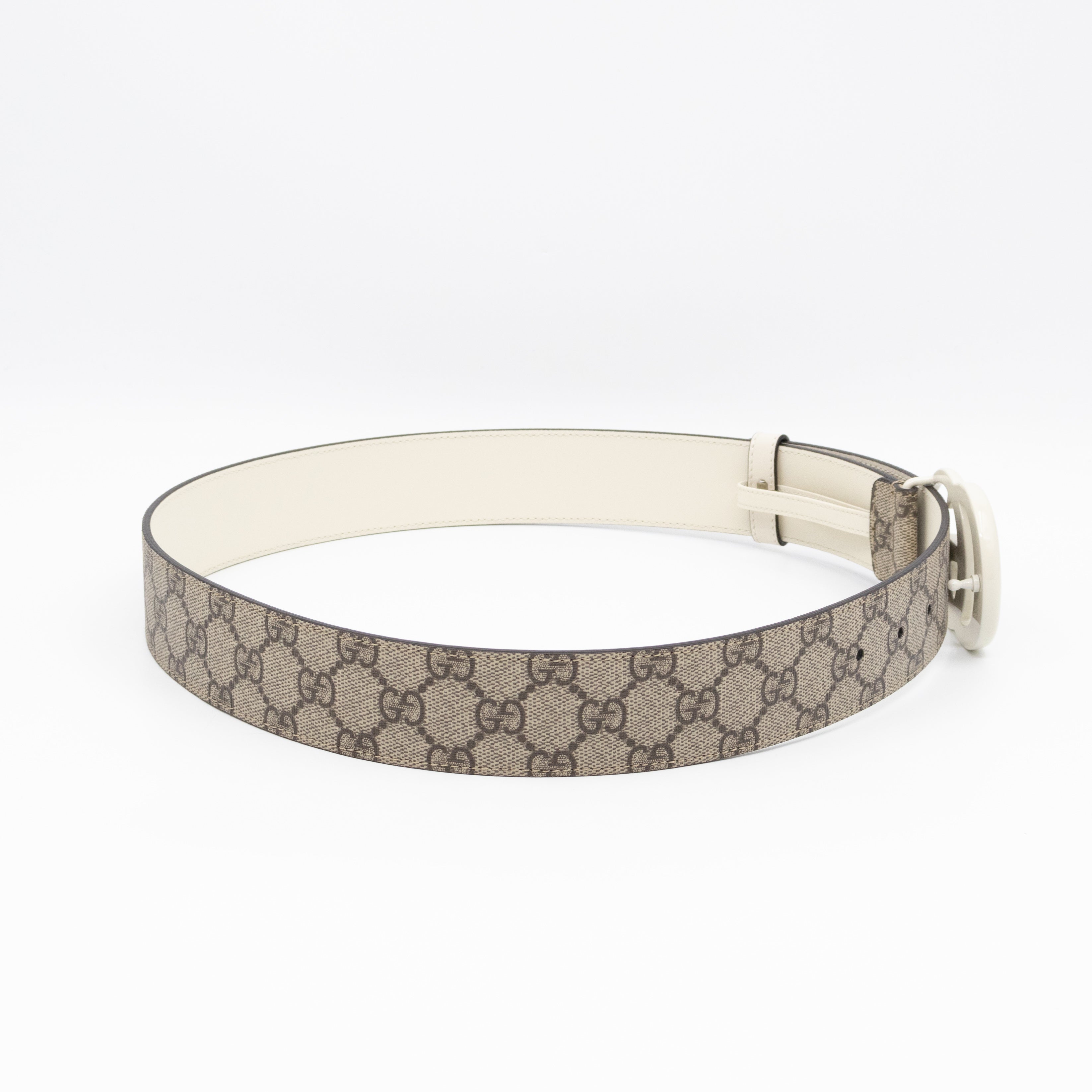 GG Marmont Wide Belt GG Supreme White Leather 85/34