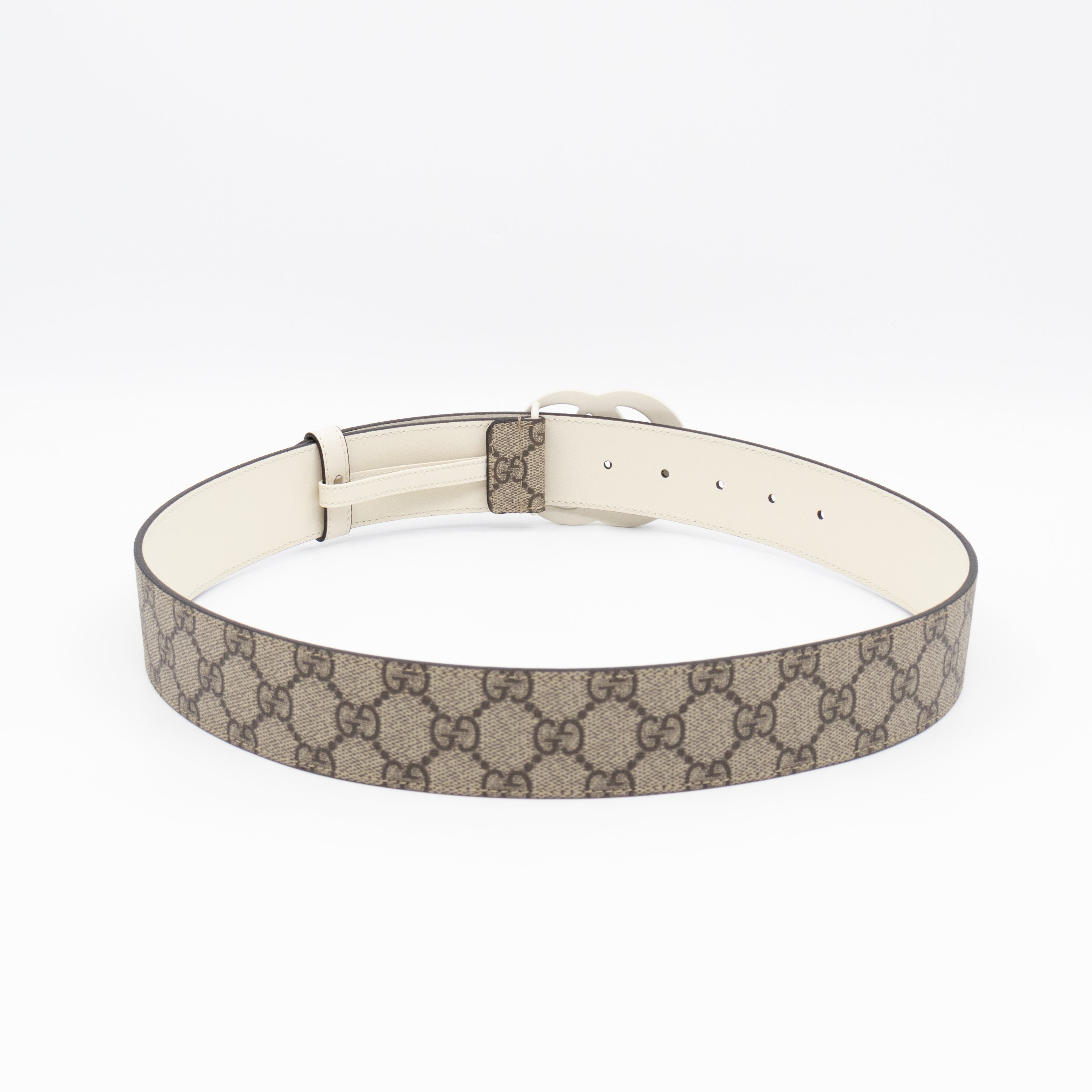 GG Marmont Wide Belt GG Supreme White Leather 85/34