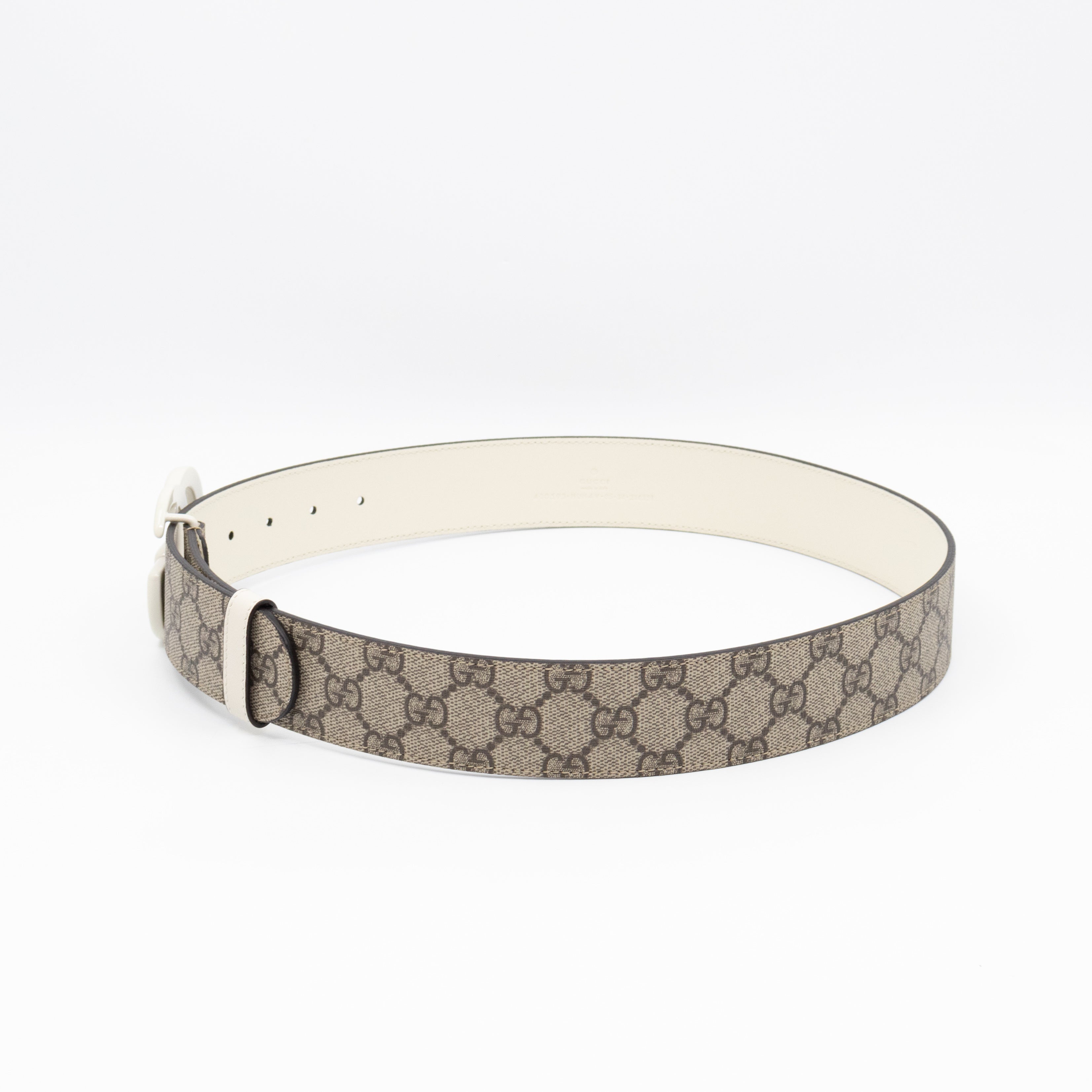 GG Marmont Wide Belt GG Supreme White Leather 85/34