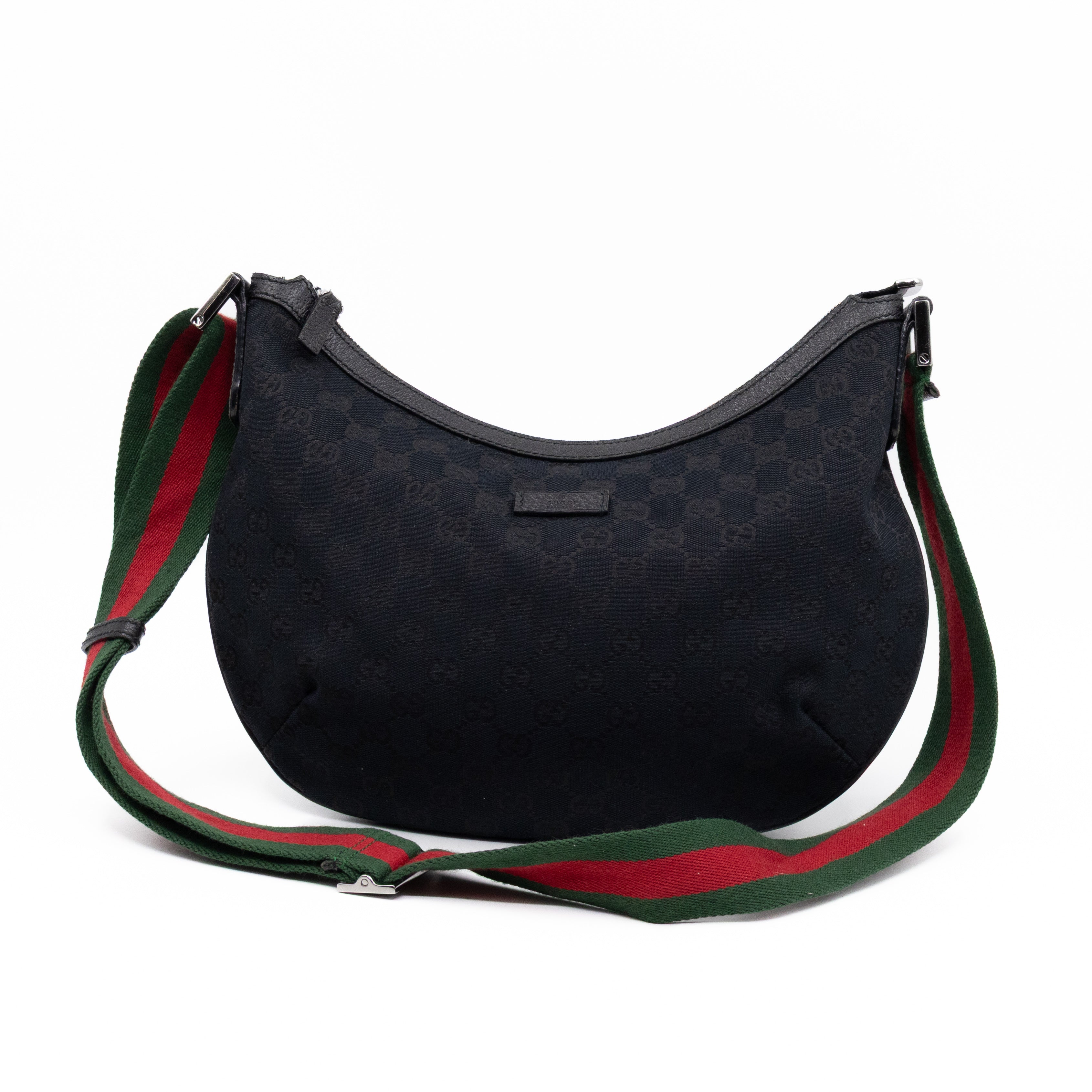 Vintage Web Hobo Messenger Bag Black GG Canvas