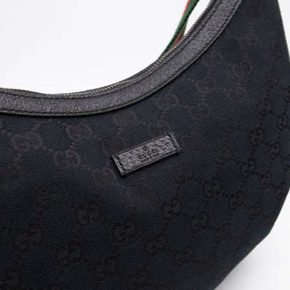 Vintage Web Hobo Messenger Bag Black GG Canvas