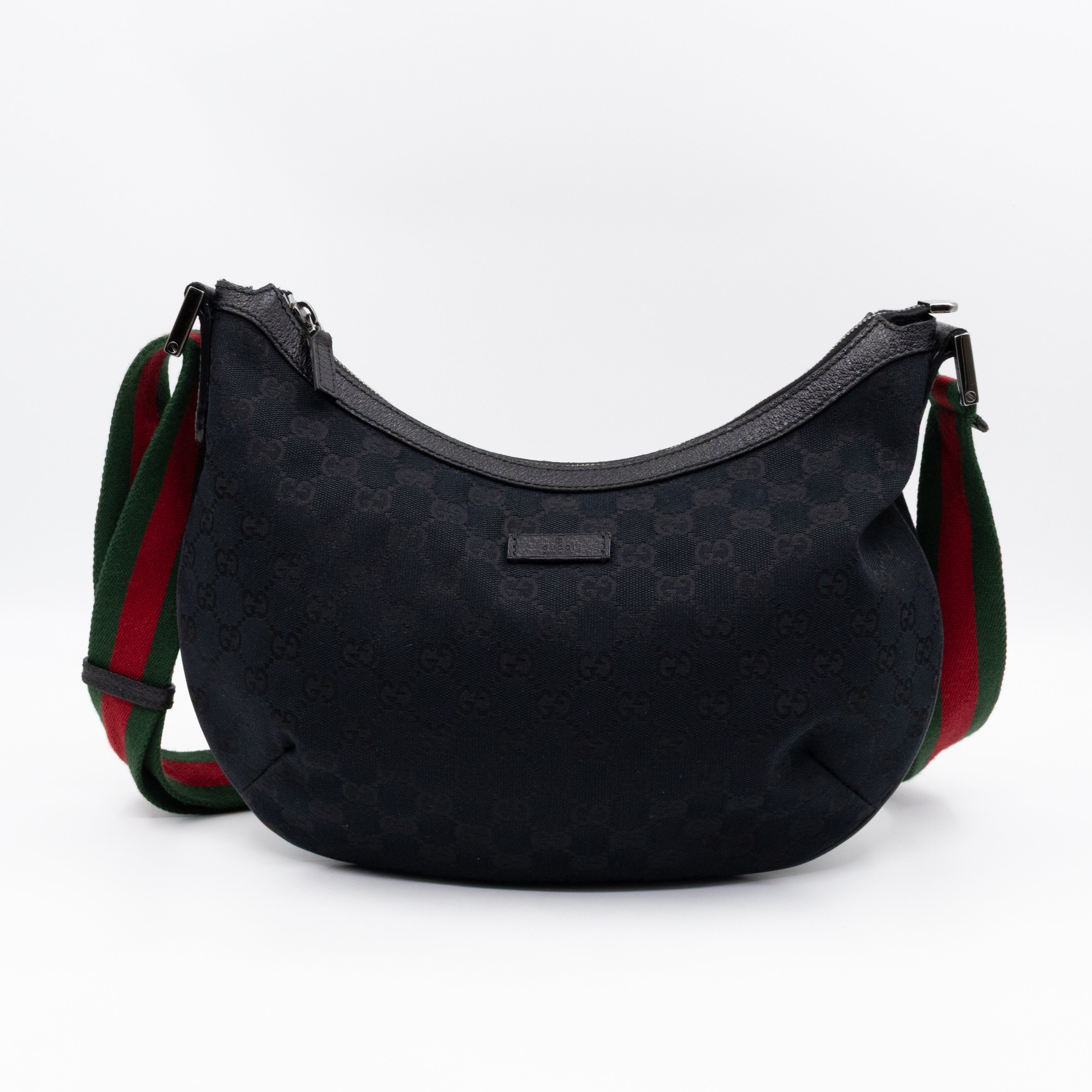Vintage Web Hobo Messenger Bag Black GG Canvas