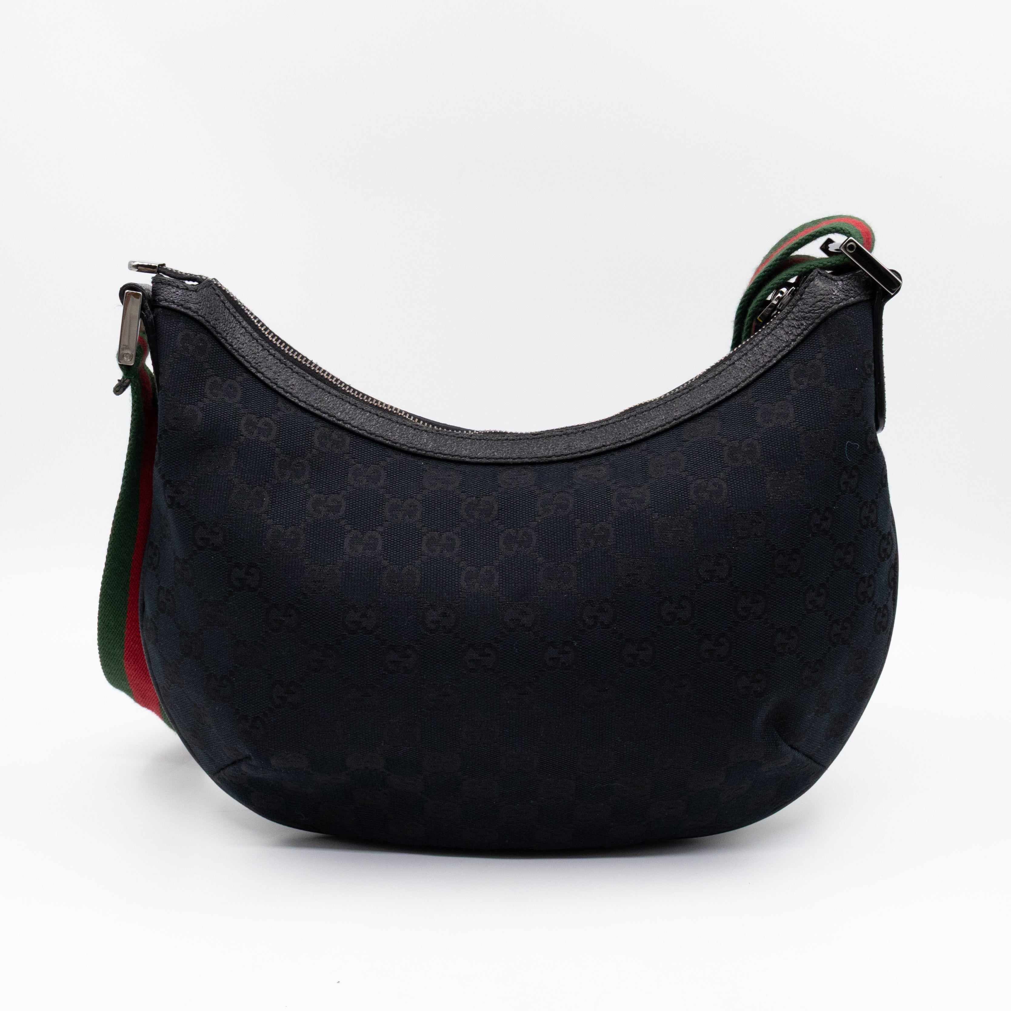 Vintage Web Hobo Messenger Bag Black GG Canvas