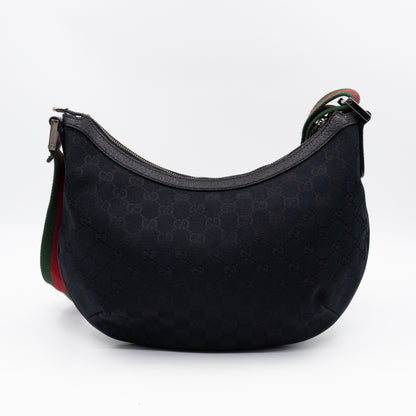 Vintage Web Hobo Messenger Bag Black GG Canvas