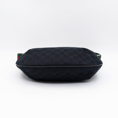Vintage Web Hobo Messenger Bag Black GG Canvas