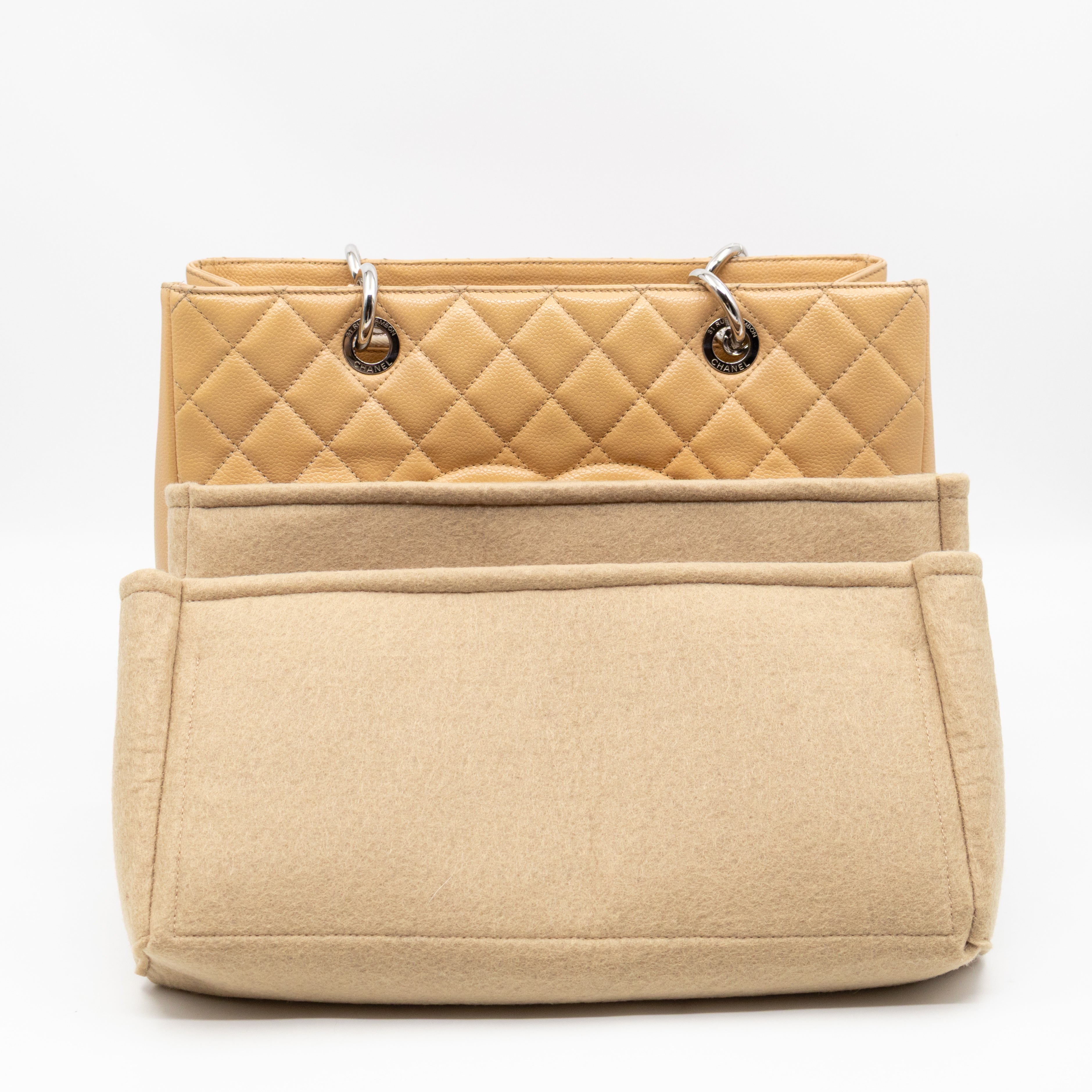 GST Grand Shopping Tote Beige Caviar Silver