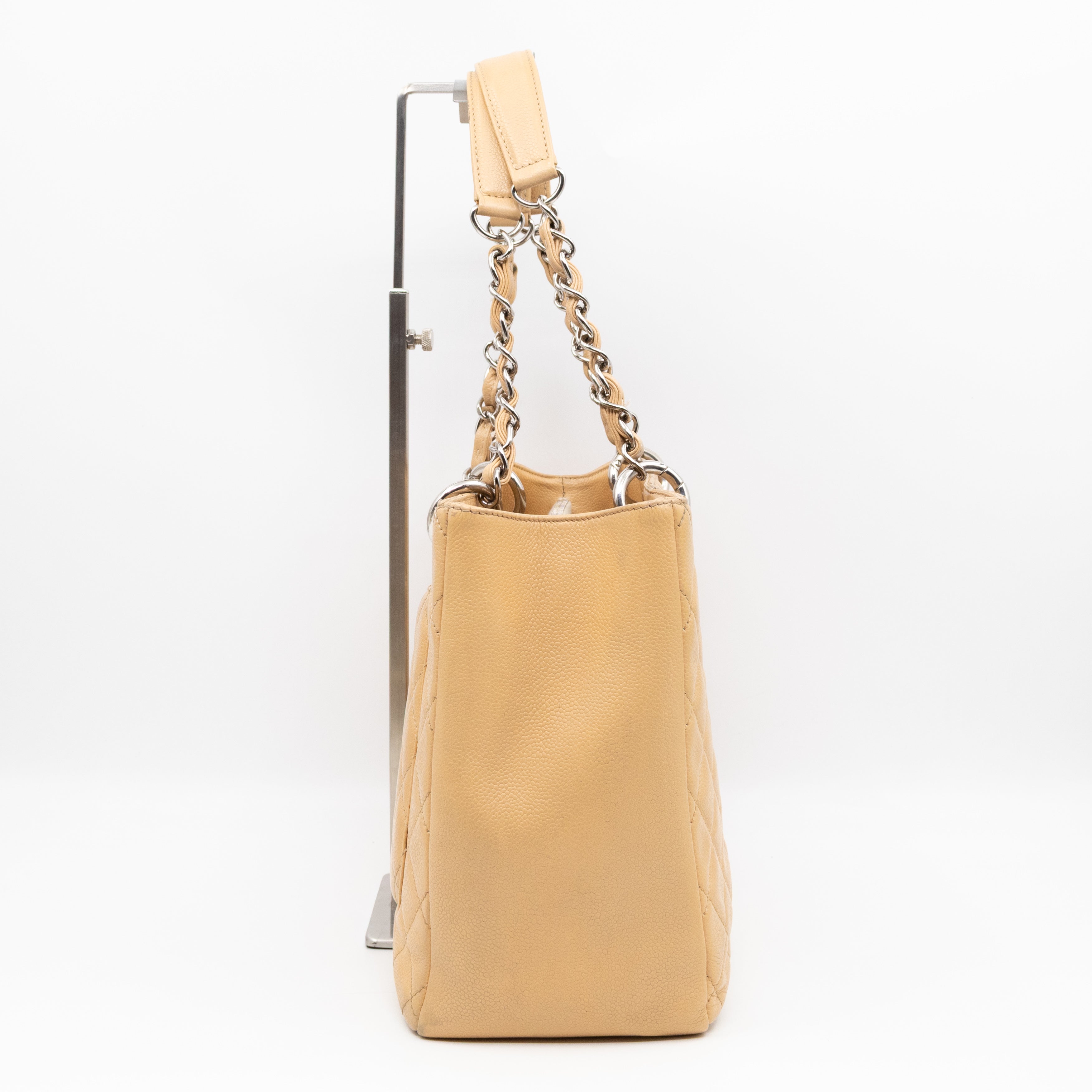 GST Grand Shopping Tote Beige Caviar Silver