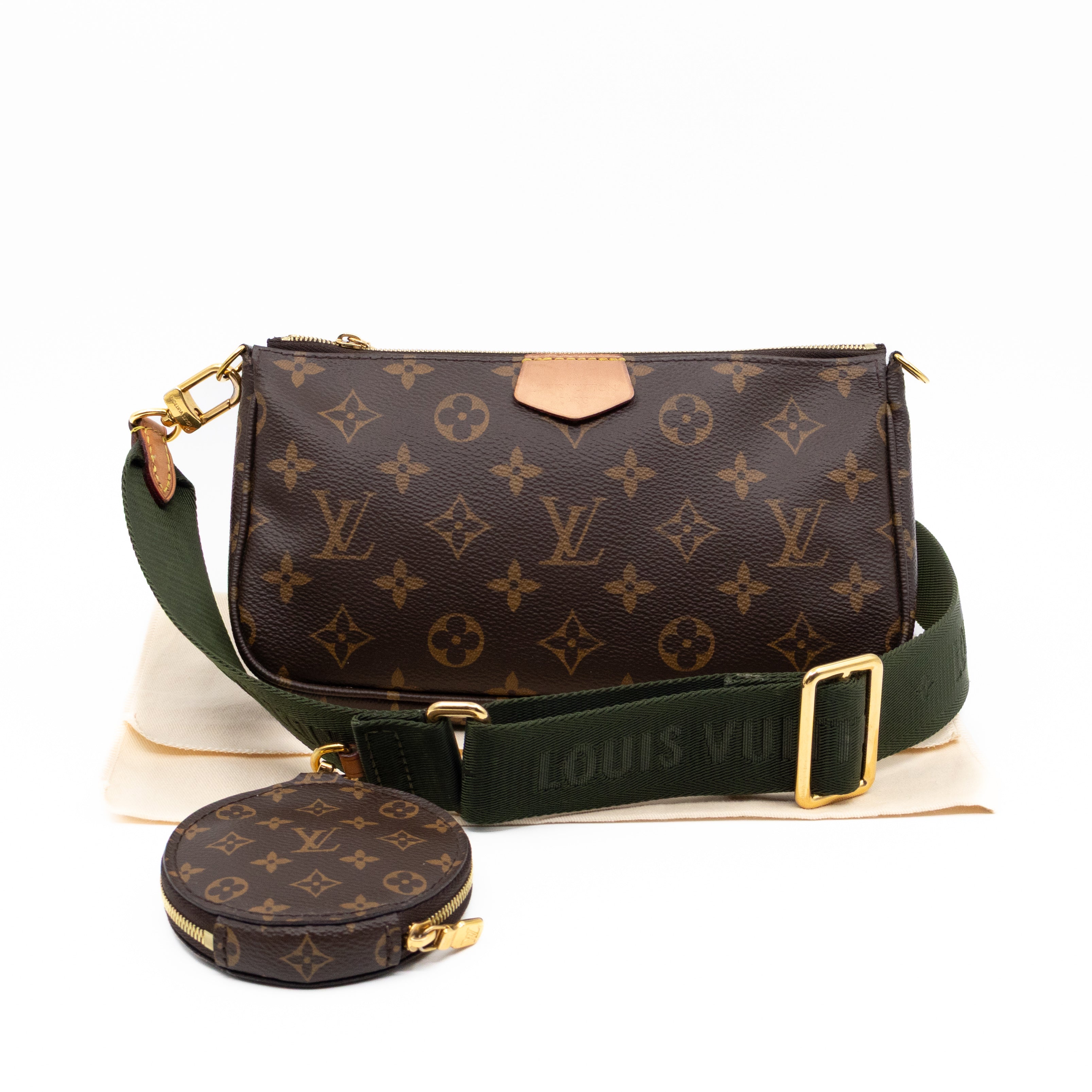 Pochette with Bandouliere and Coin Purse Monogram Kaki