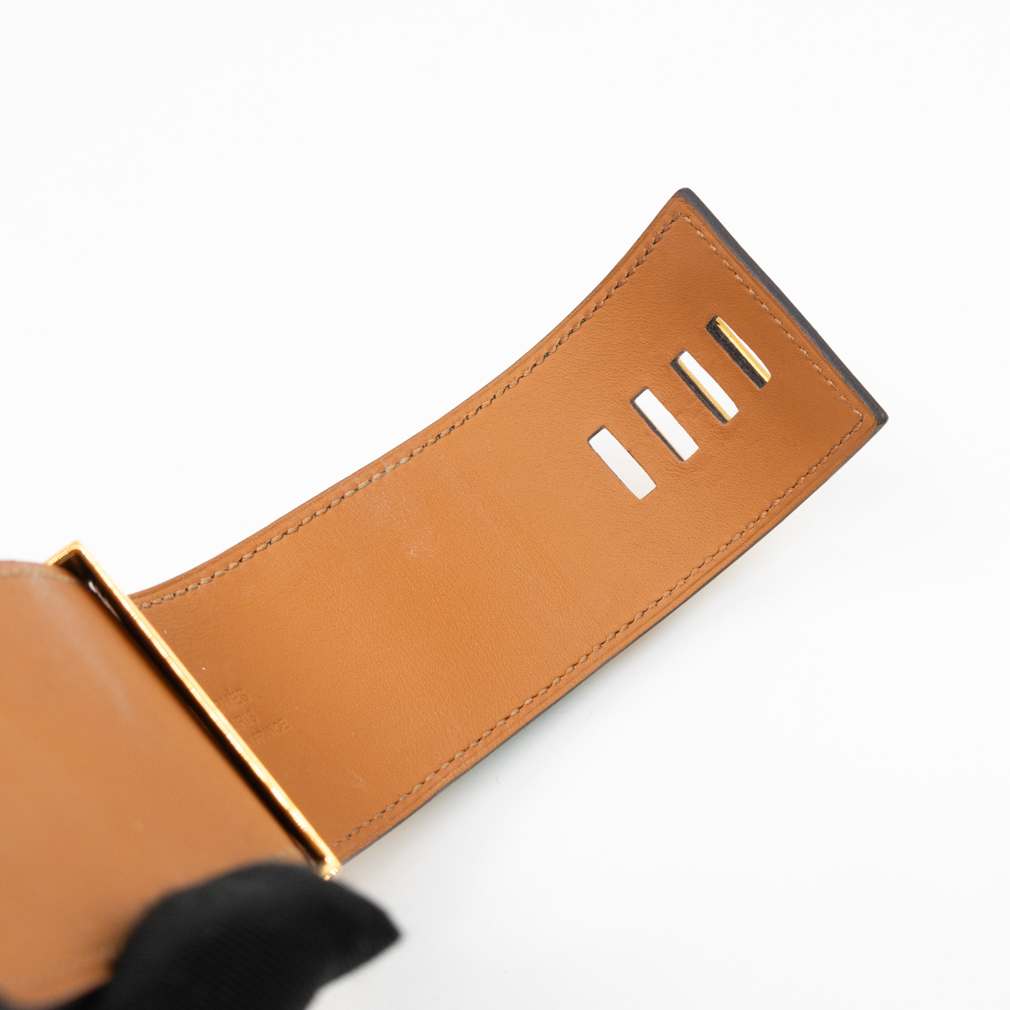 Collier de Chien Bracelet Gold & Bleu Paon Leather