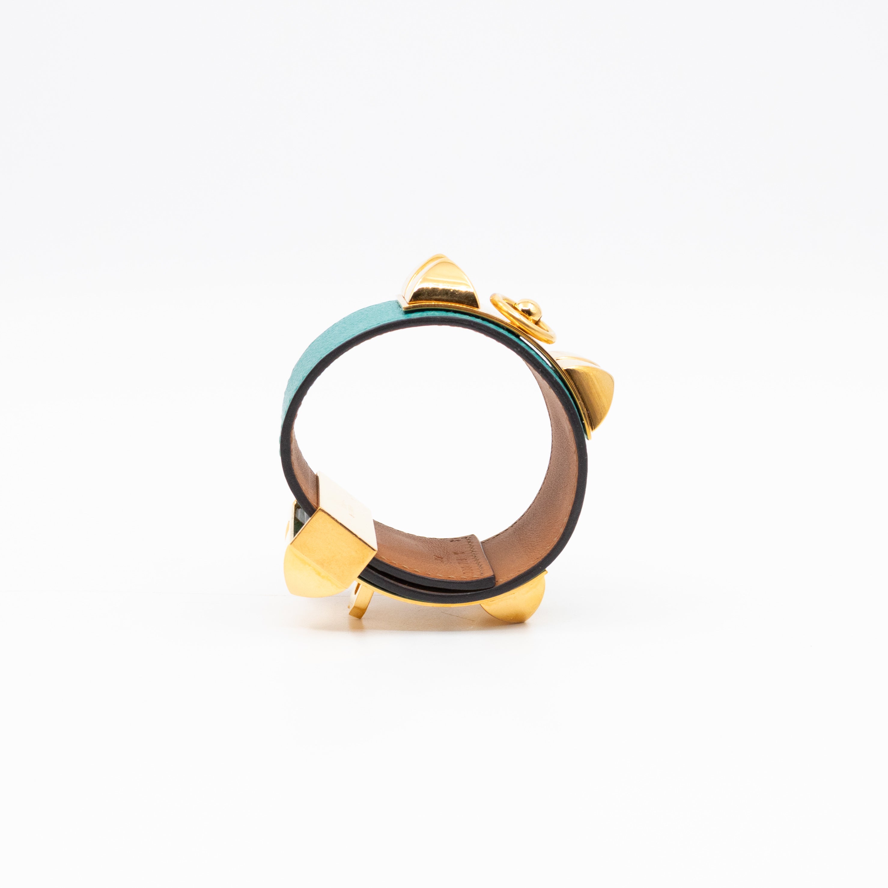 Collier de Chien Bracelet Gold & Bleu Paon Leather
