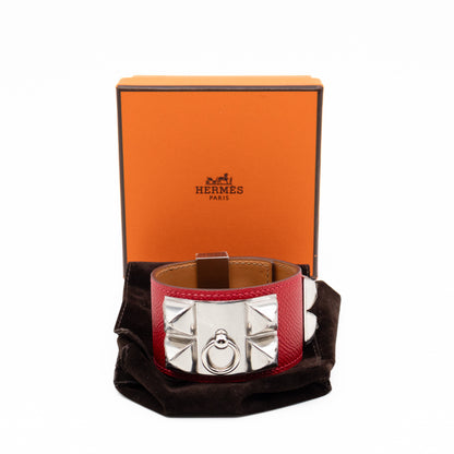 Collier de Chien Bracelet Silver & Red Leather