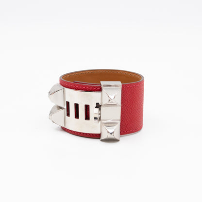 Collier de Chien Bracelet Silver & Red Leather
