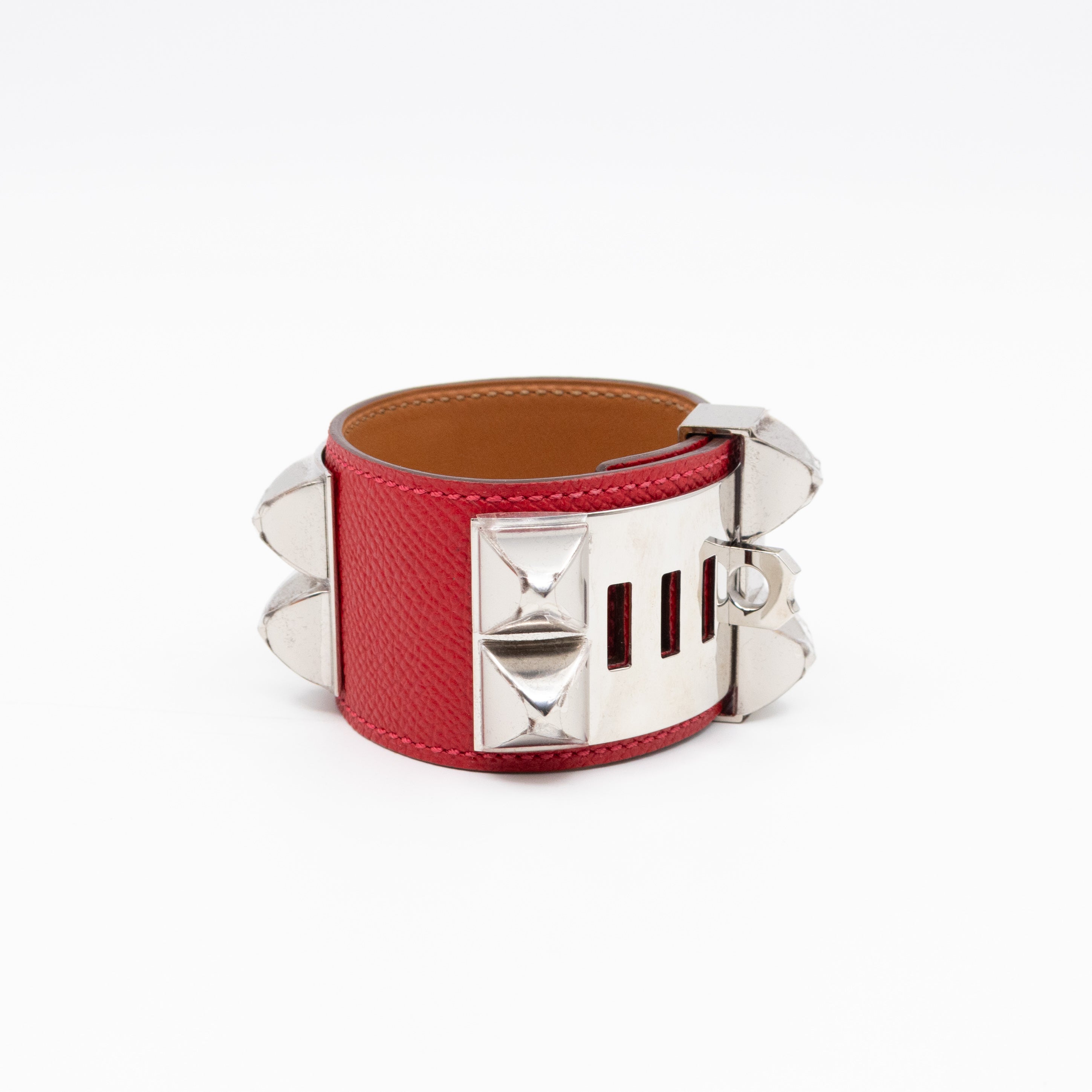 Collier de Chien Bracelet Silver & Red Leather