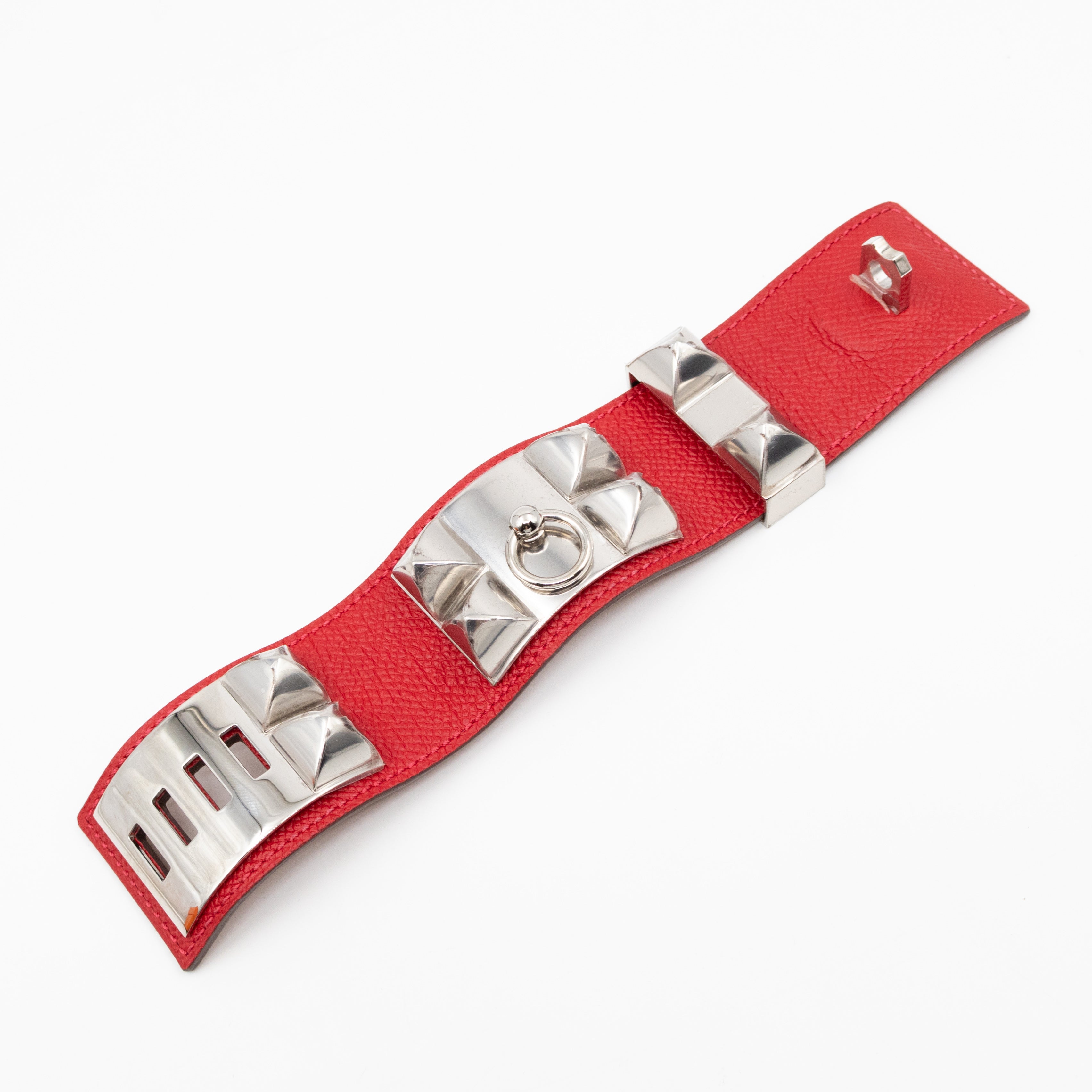Collier de Chien Bracelet Silver & Red Leather
