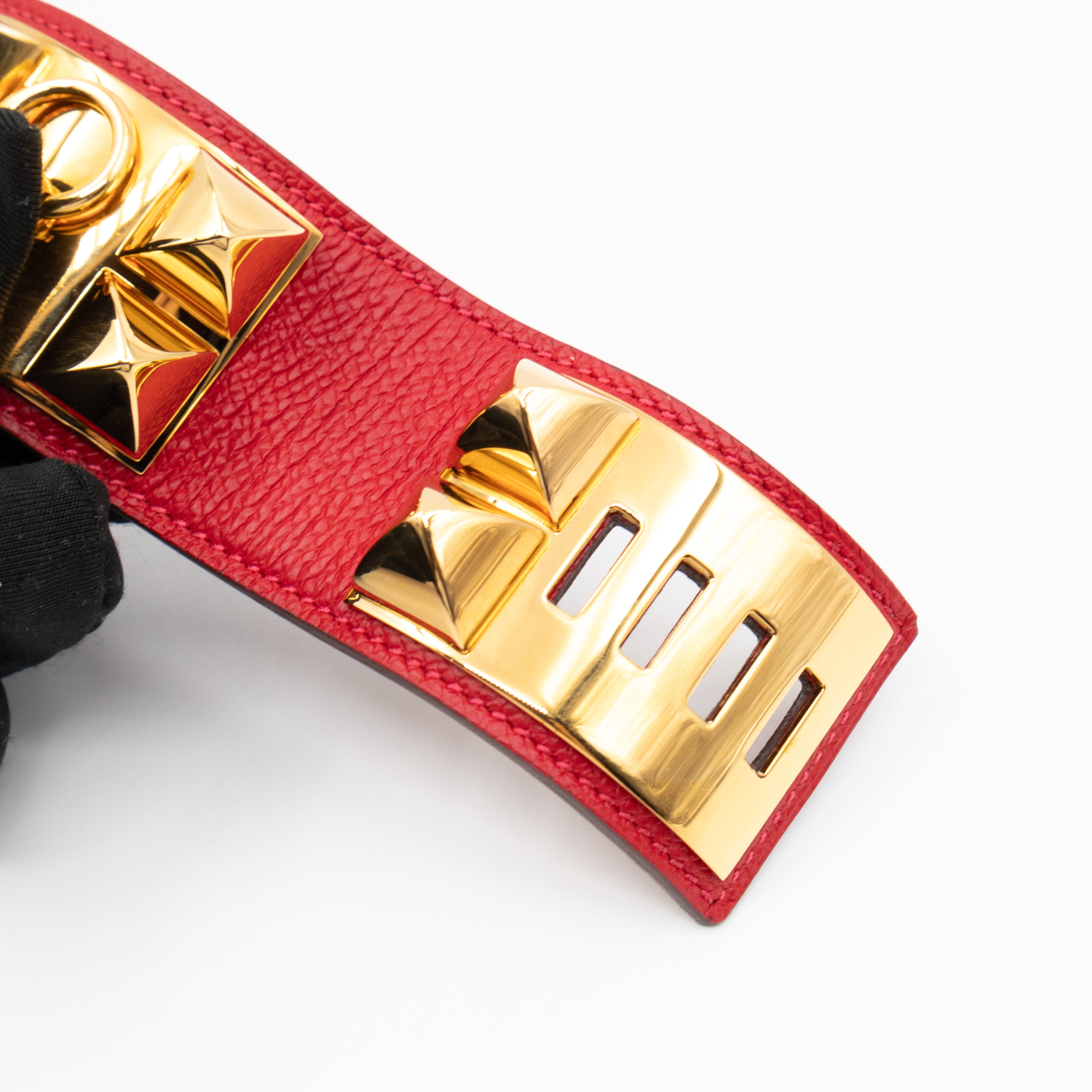 Collier de Chien Bracelet Gold & Red Leather