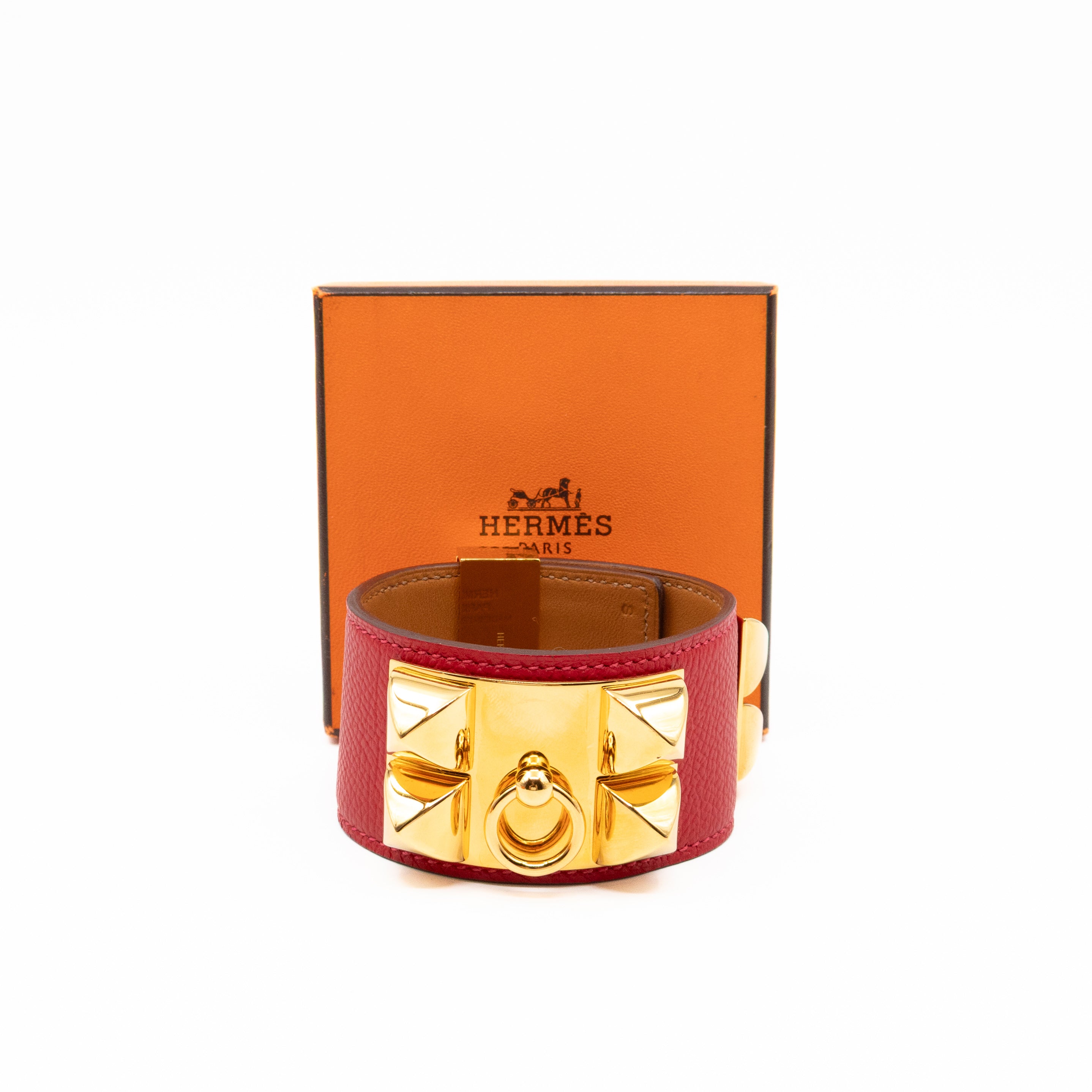 Collier de Chien Bracelet Gold & Red Leather