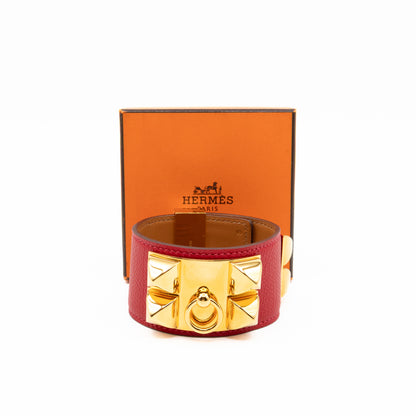 Collier de Chien Bracelet Gold & Red Leather