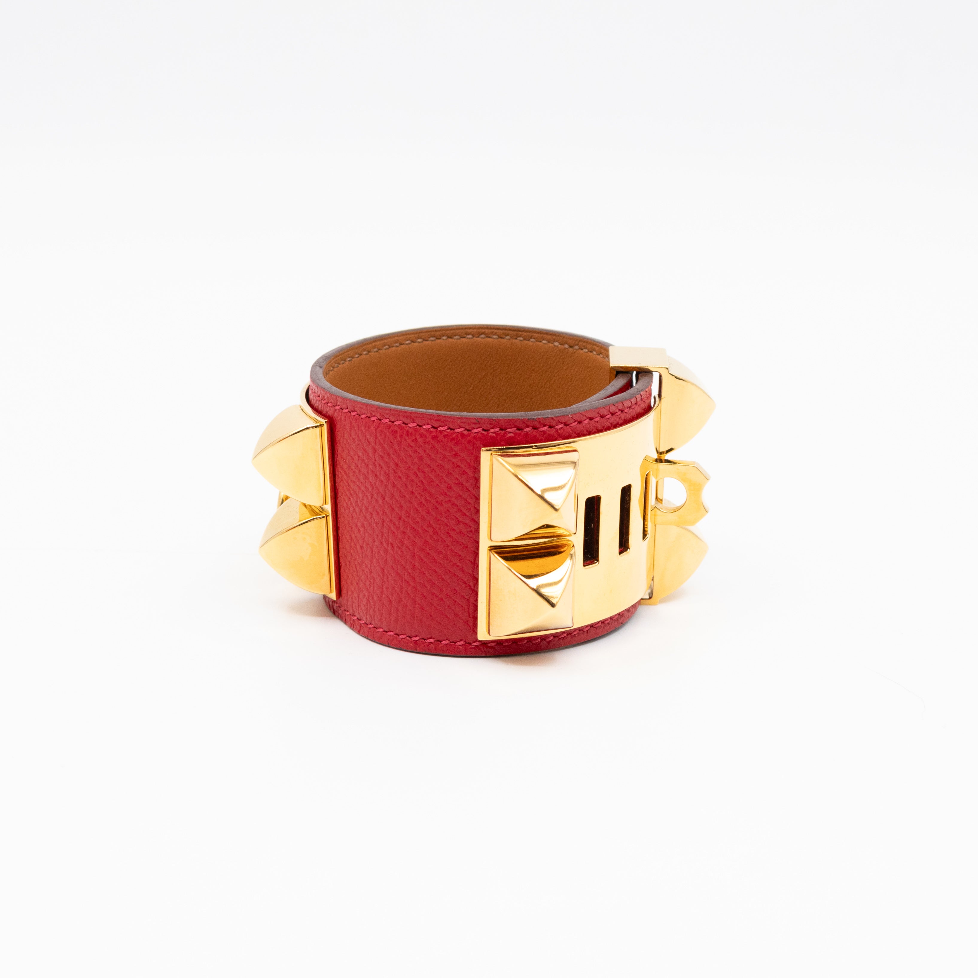 Collier de Chien Bracelet Gold & Red Leather