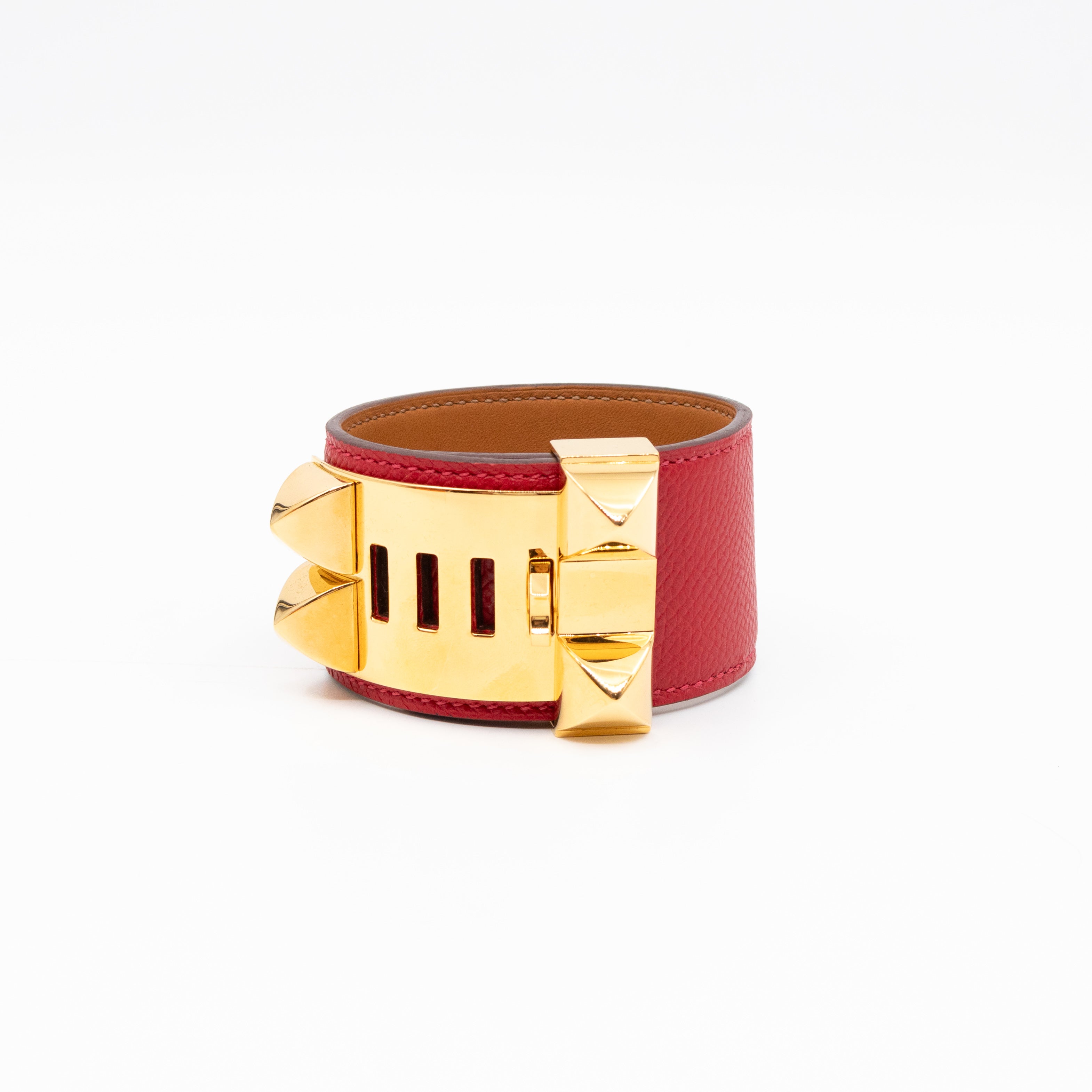 Collier de Chien Bracelet Gold & Red Leather
