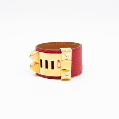 Collier de Chien Bracelet Gold & Red Leather