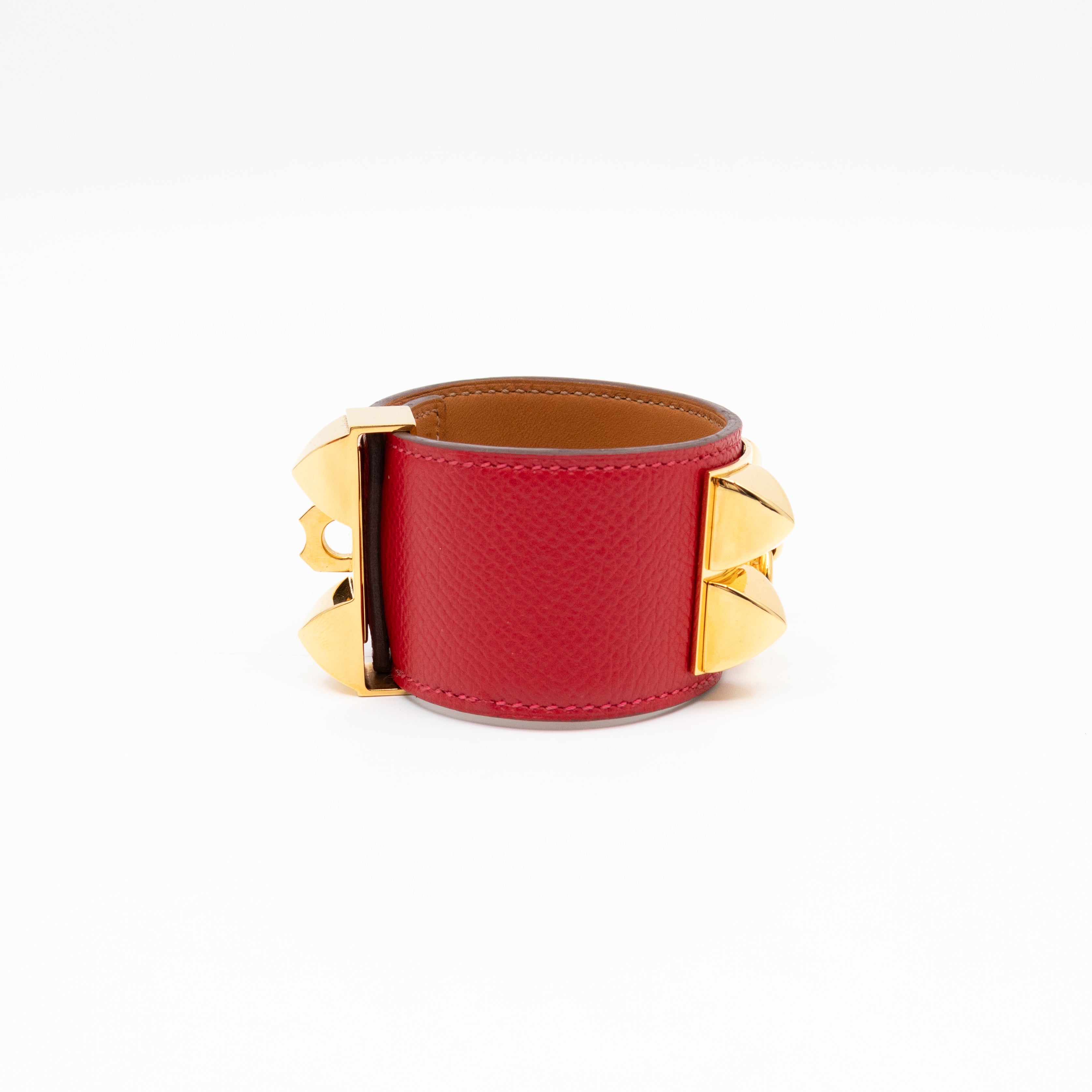 Collier de Chien Bracelet Gold & Red Leather