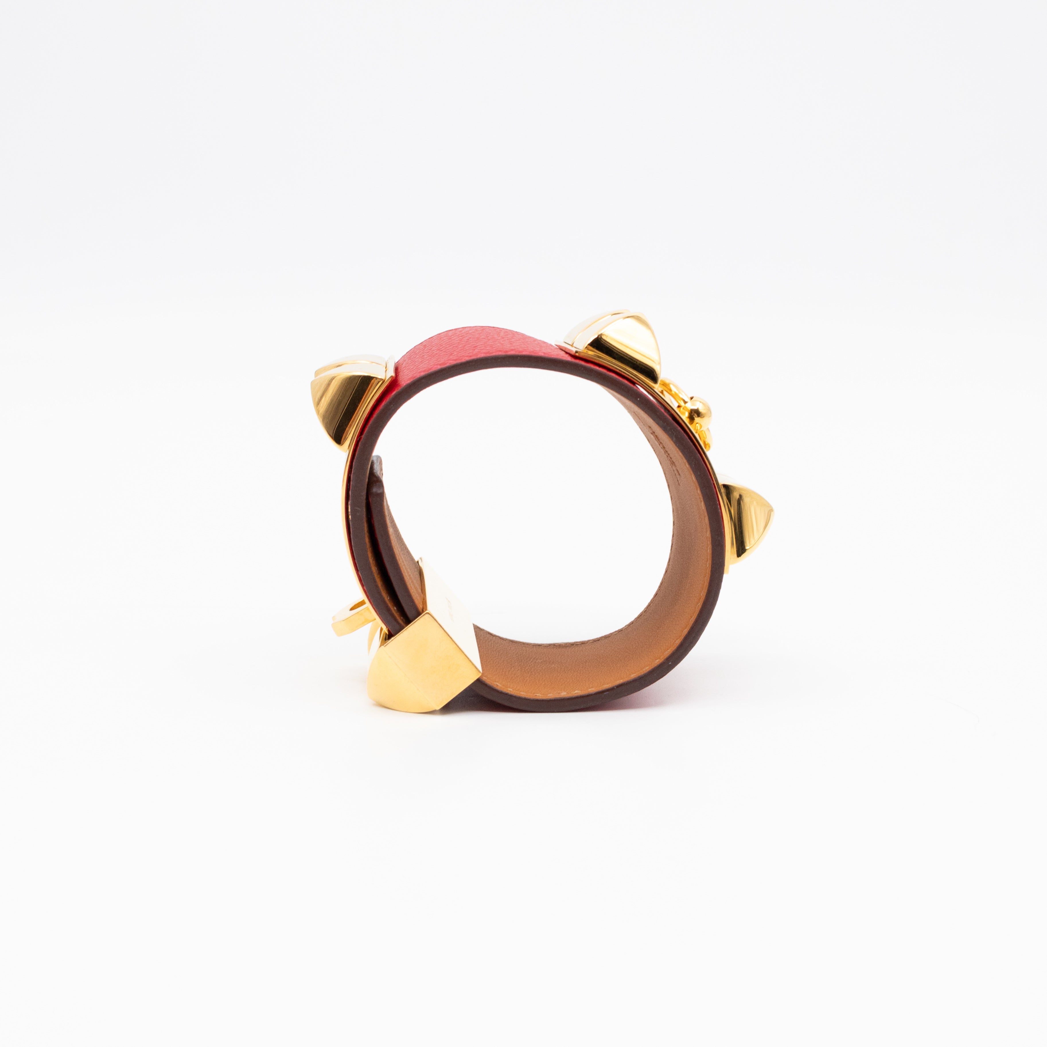 Collier de Chien Bracelet Gold & Red Leather