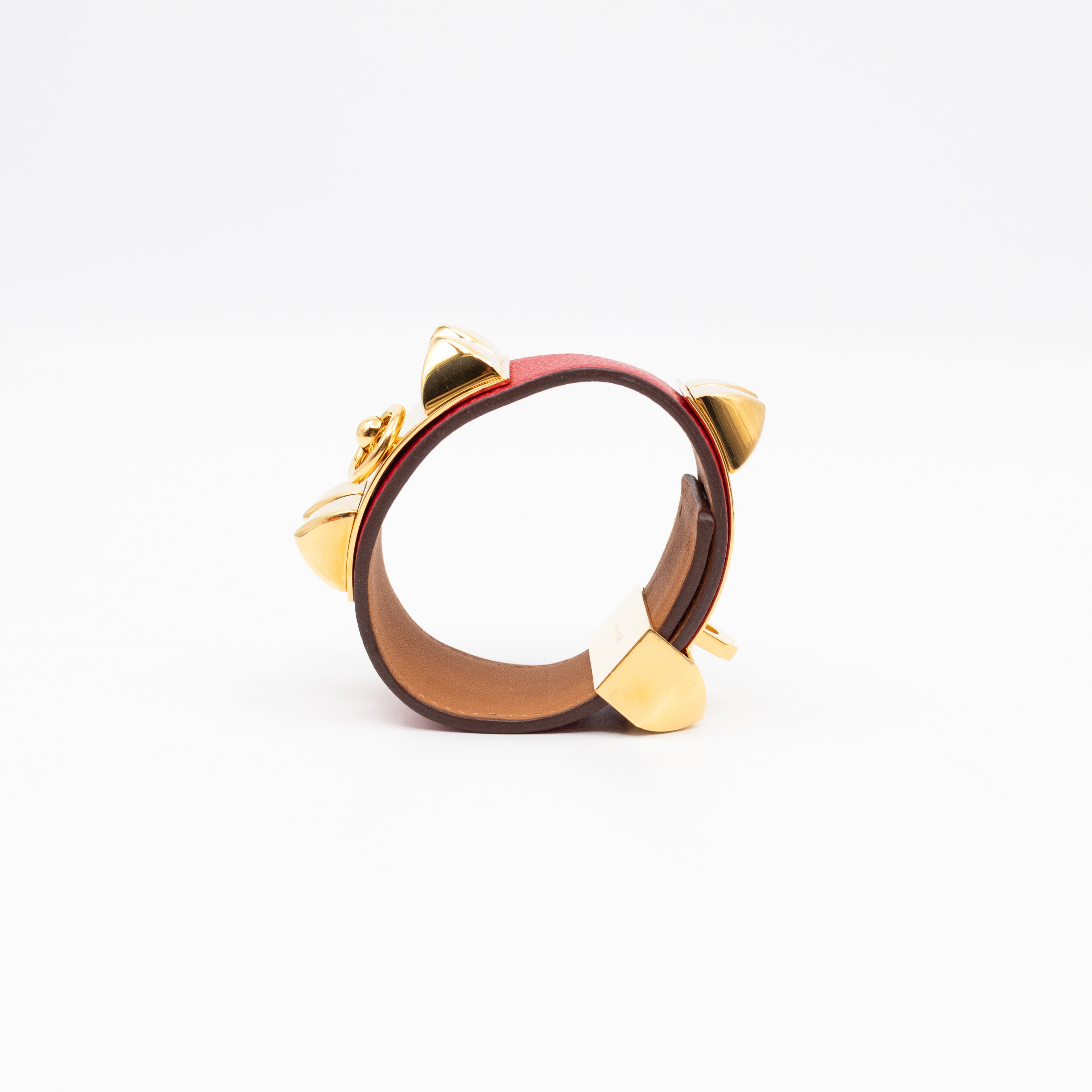 Collier de Chien Bracelet Gold & Red Leather