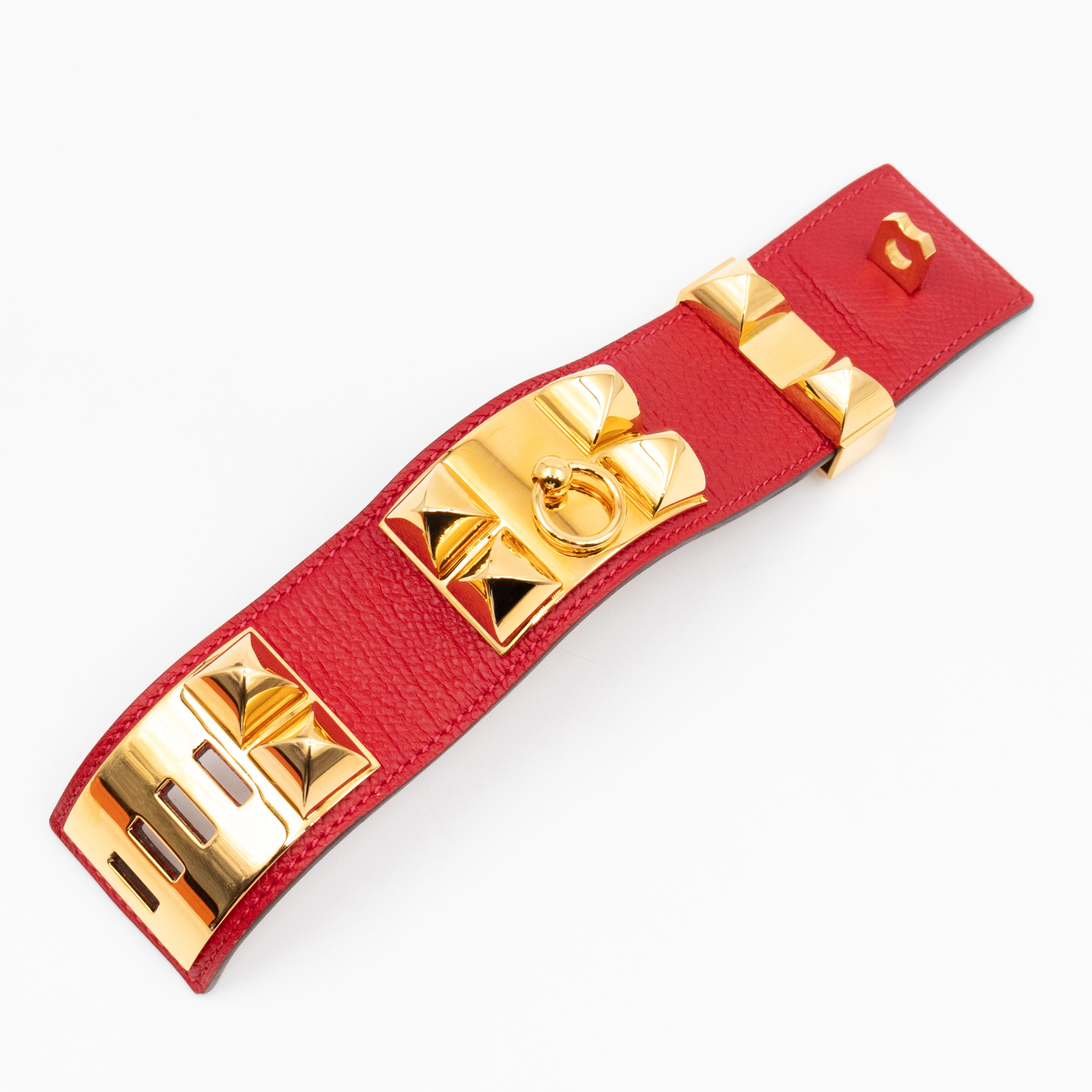 Collier de Chien Bracelet Gold & Red Leather