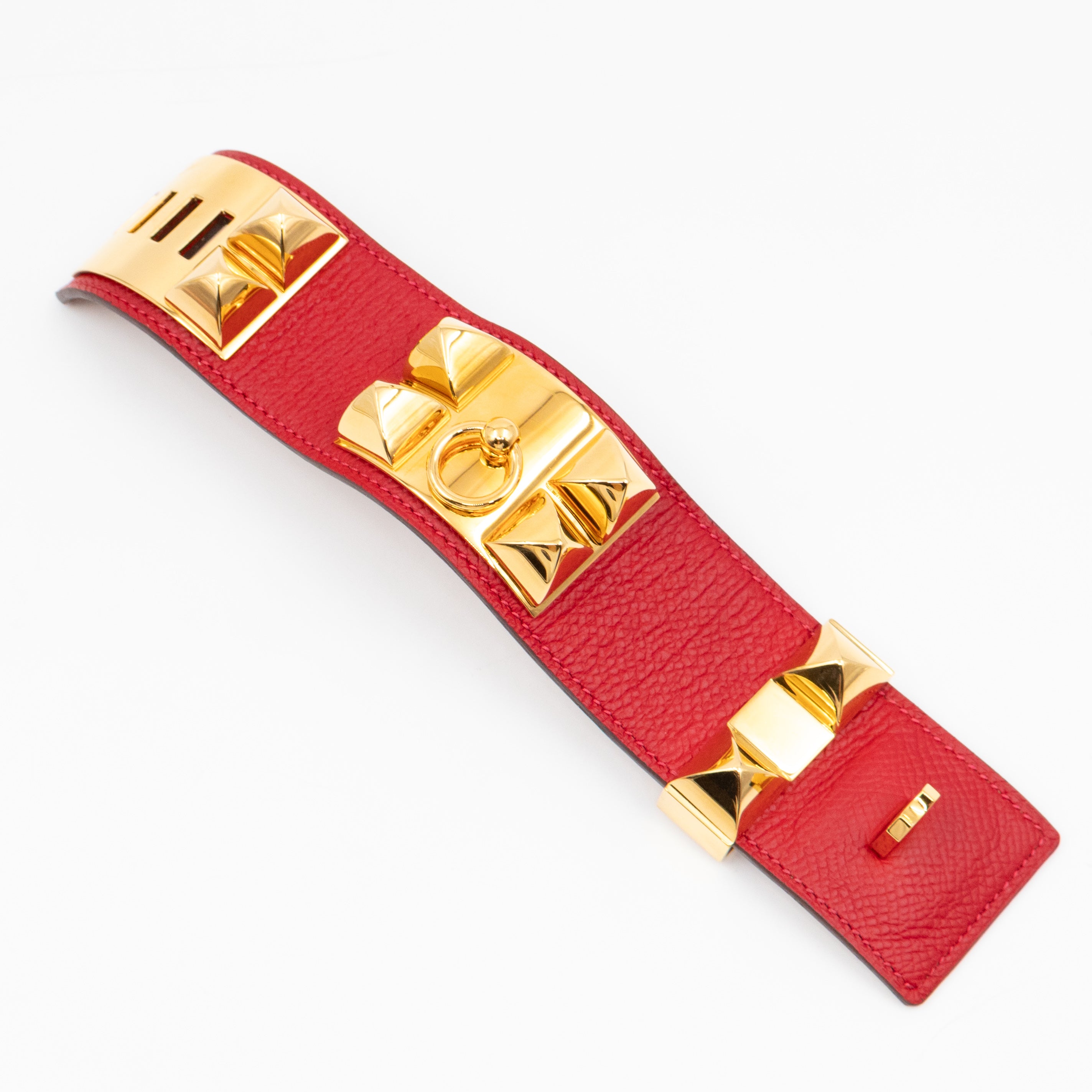 Collier de Chien Bracelet Gold & Red Leather