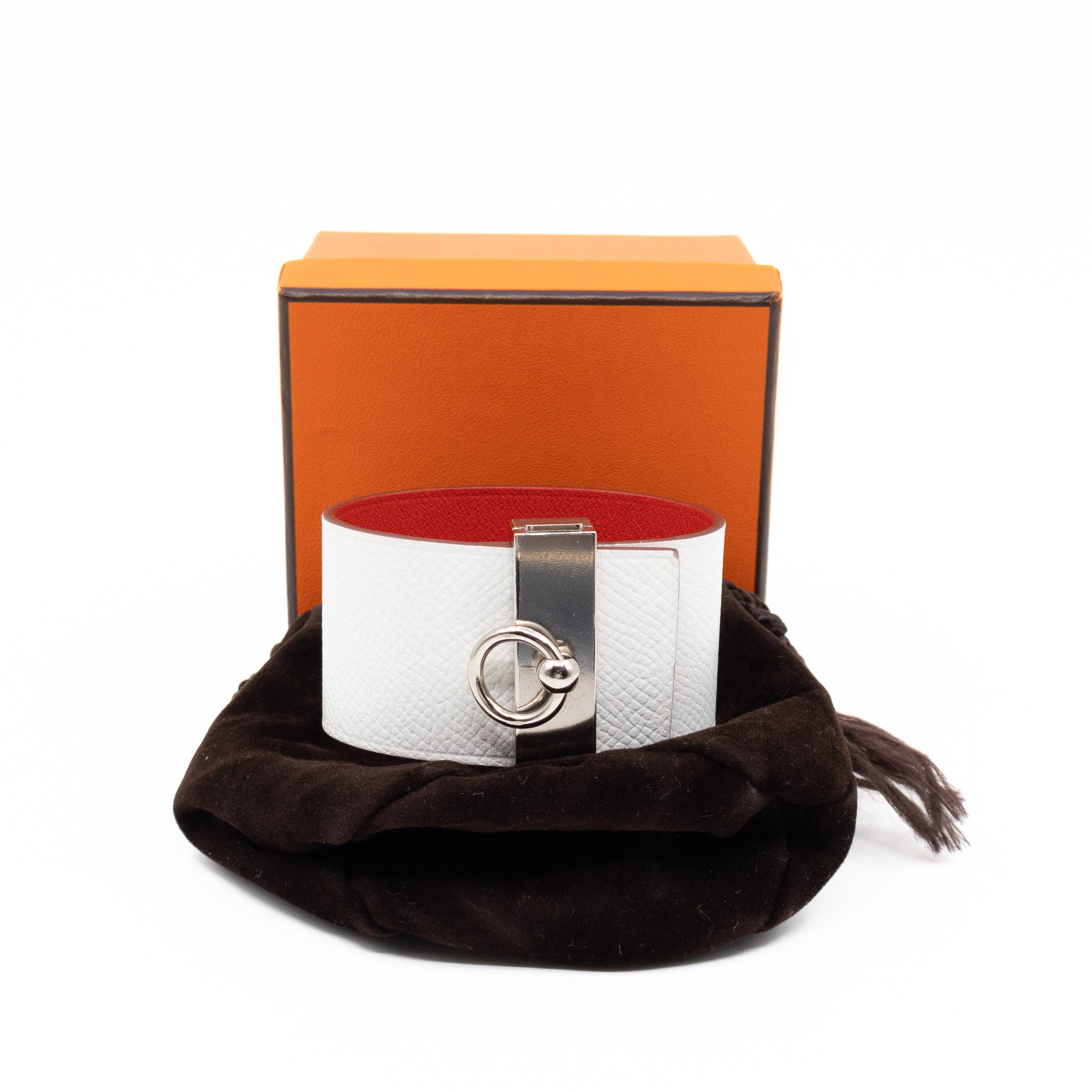 Illusion Reversible Bracelet White Red Swift Leather Palladium