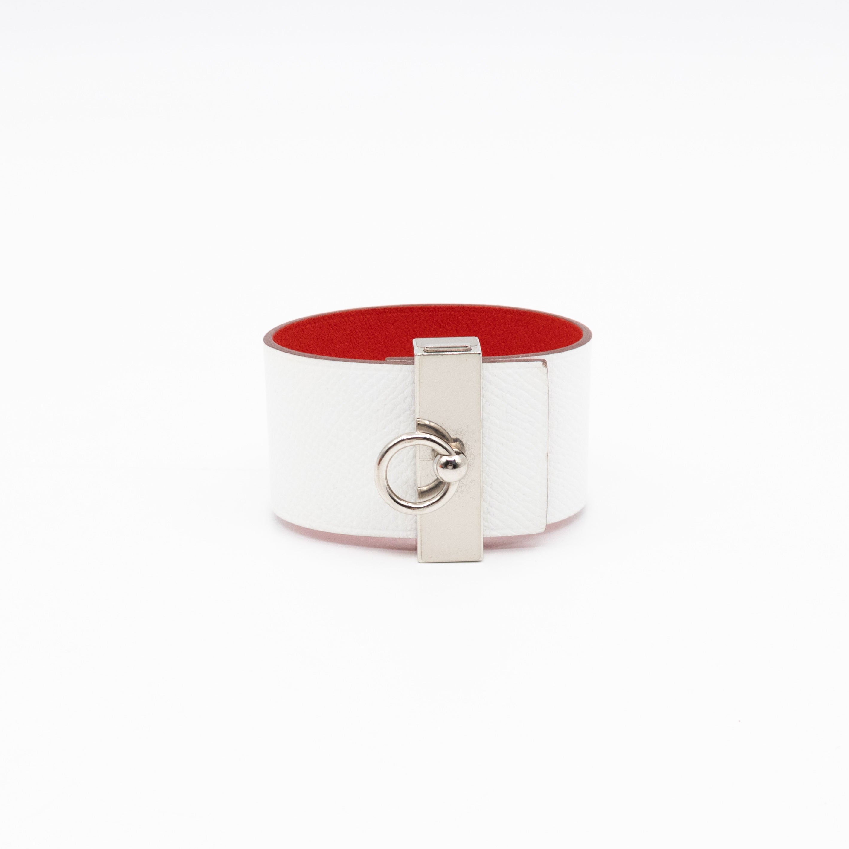 Illusion Reversible Bracelet White Red Swift Leather Palladium