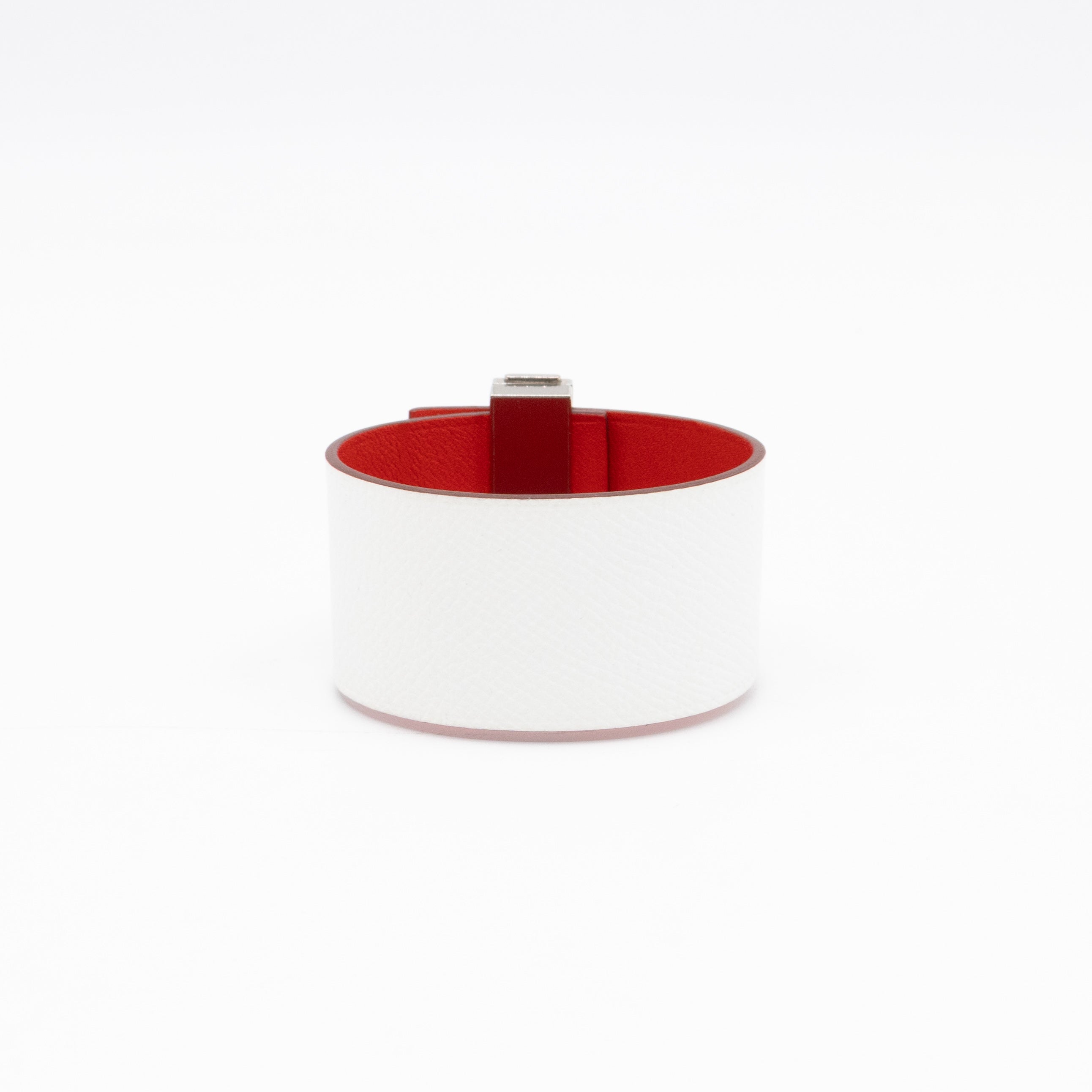 Illusion Reversible Bracelet White Red Swift Leather Palladium