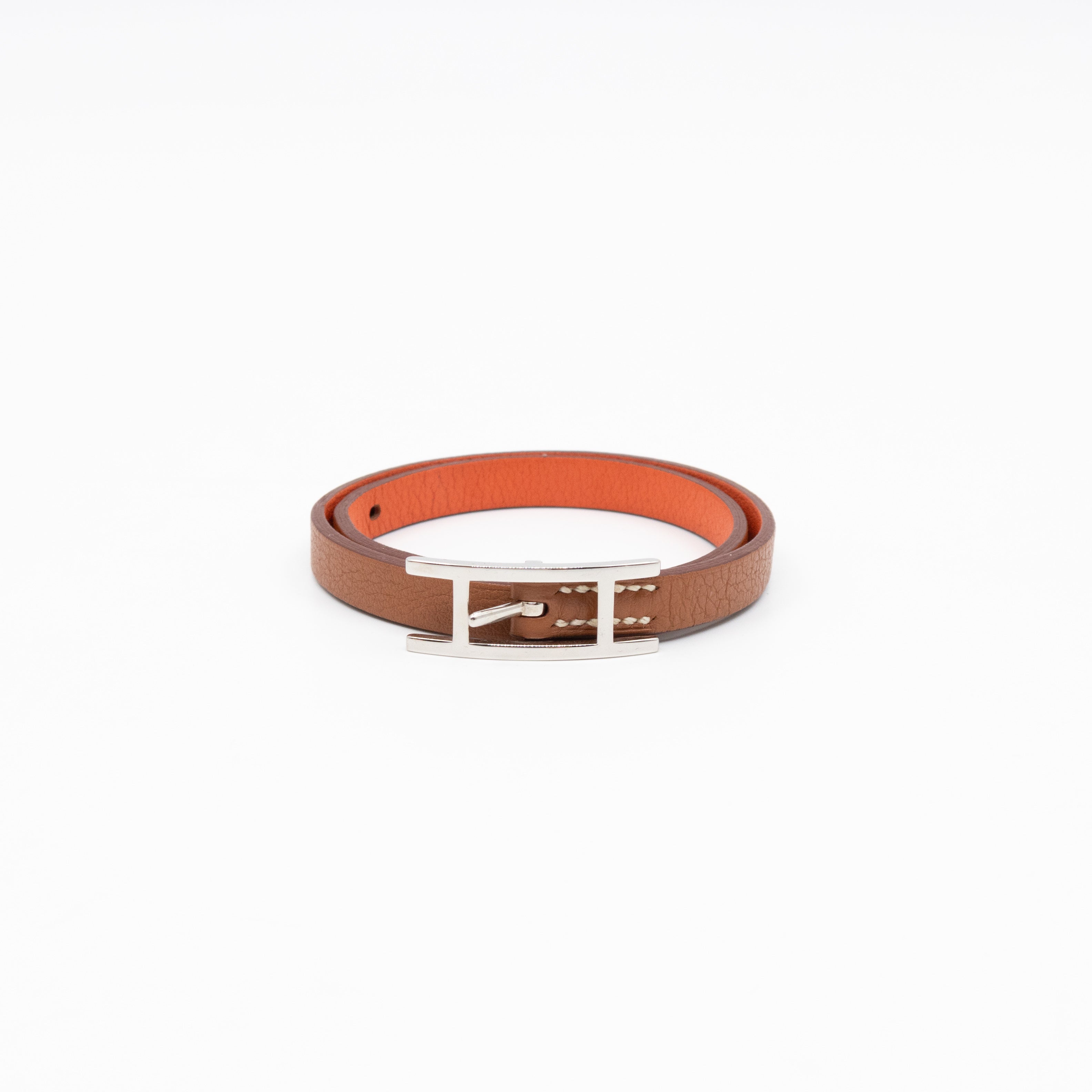 Behapi Double Tour Bracelet Gold Orange Leather Palladium