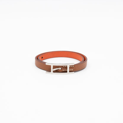 Behapi Double Tour Bracelet Gold Orange Leather Palladium