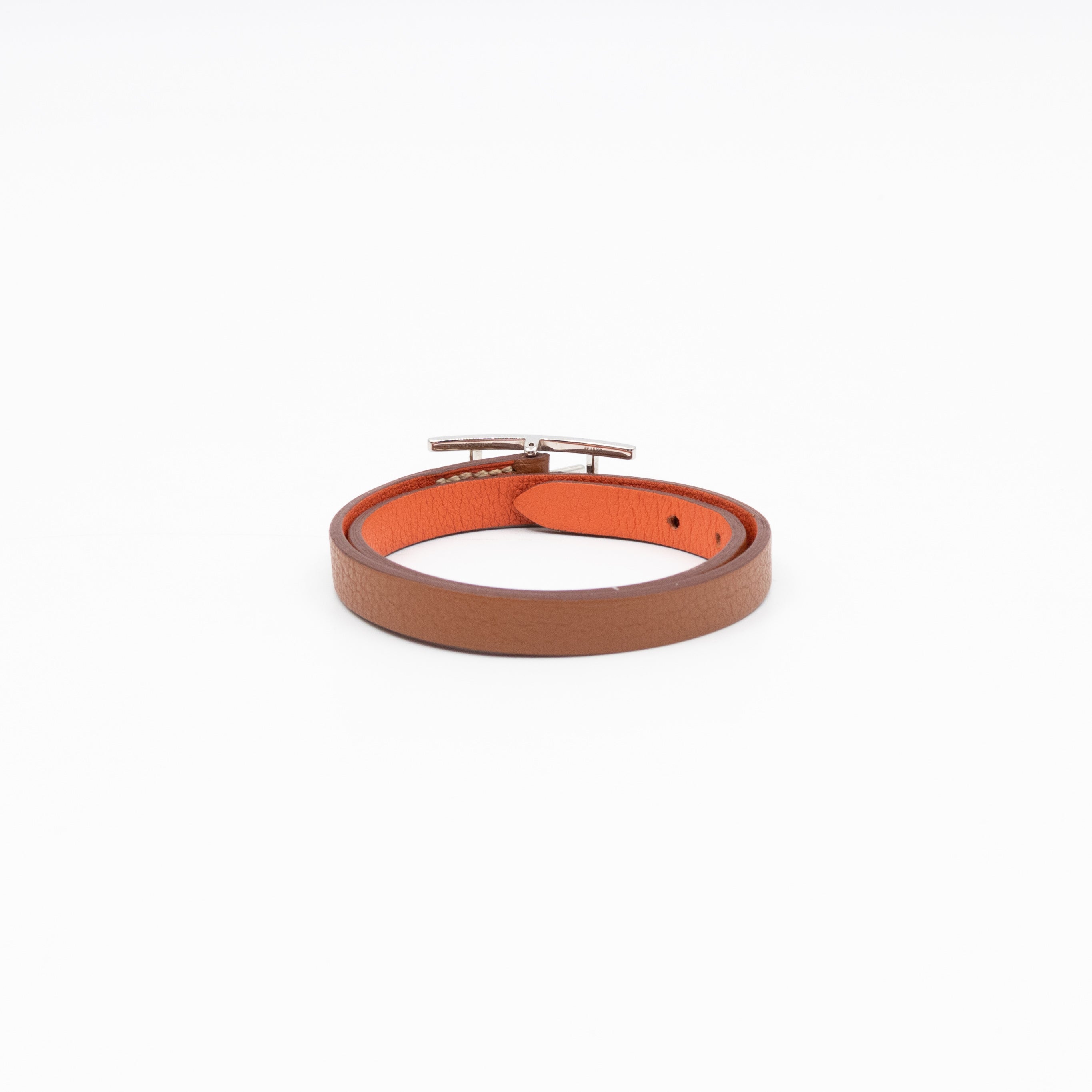 Behapi Double Tour Bracelet Gold Orange Leather Palladium