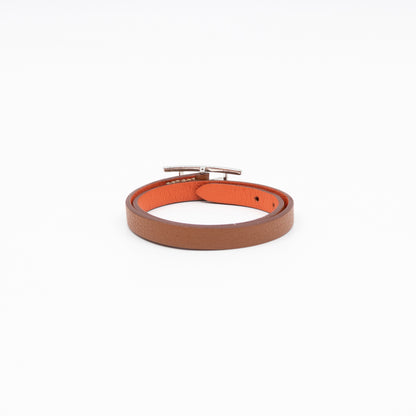 Behapi Double Tour Bracelet Gold Orange Leather Palladium