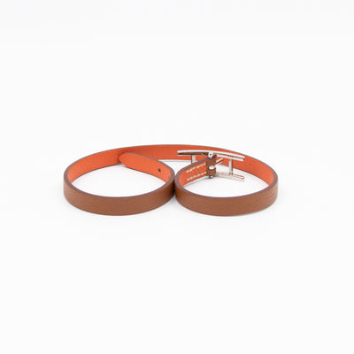Behapi Double Tour Bracelet Gold Orange Leather Palladium