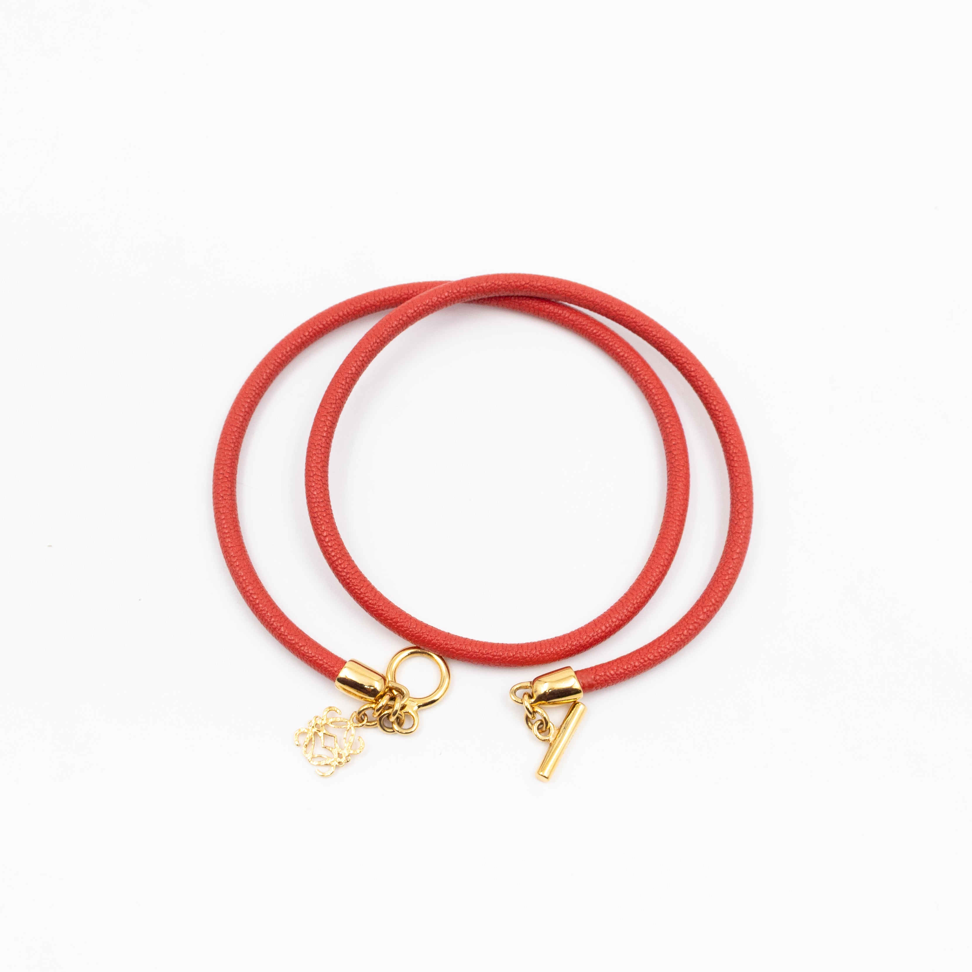Triple Wrap Bracelet Coral Leather