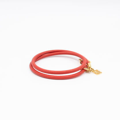 Triple Wrap Bracelet Coral Leather