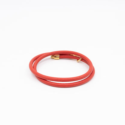 Triple Wrap Bracelet Coral Leather