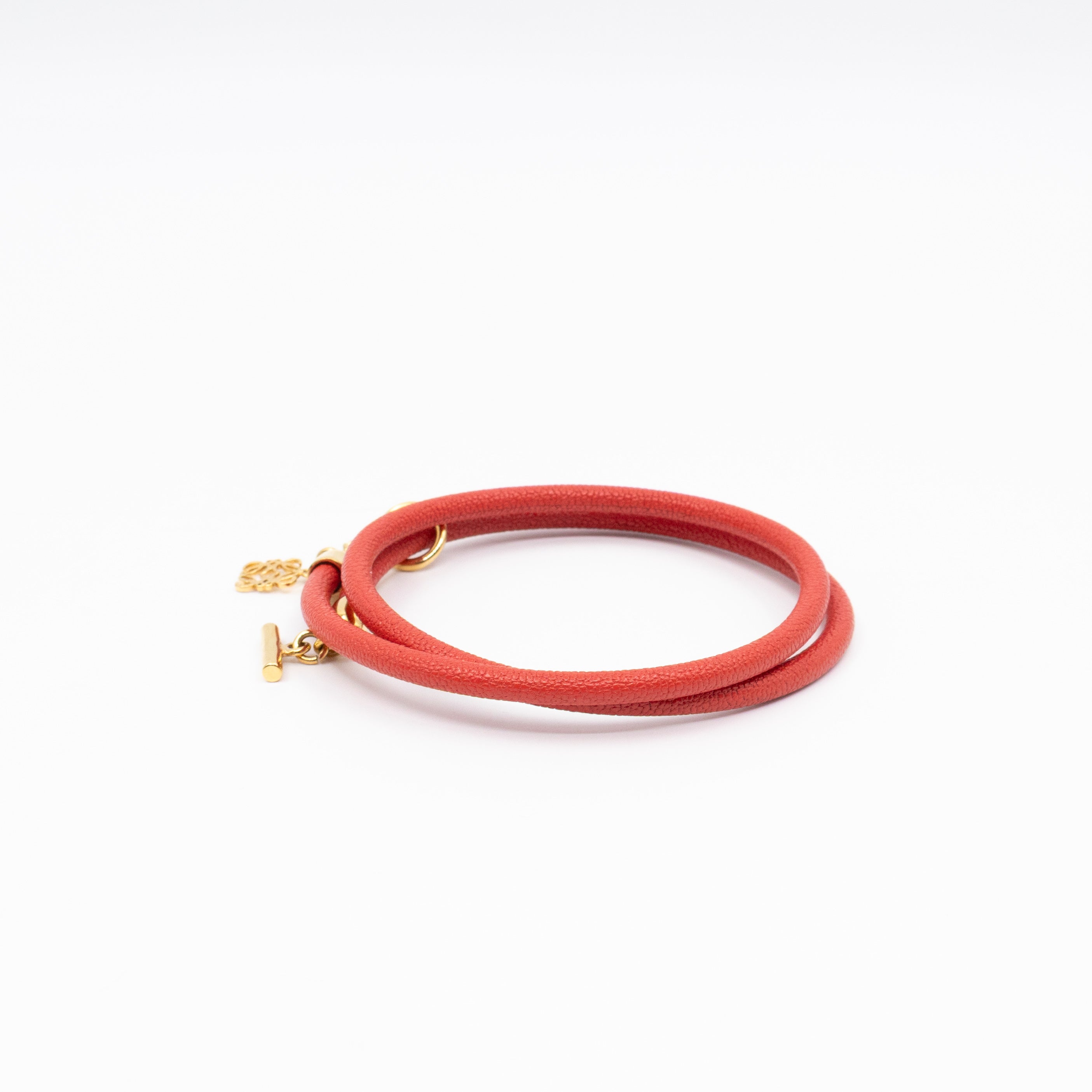 Triple Wrap Bracelet Coral Leather