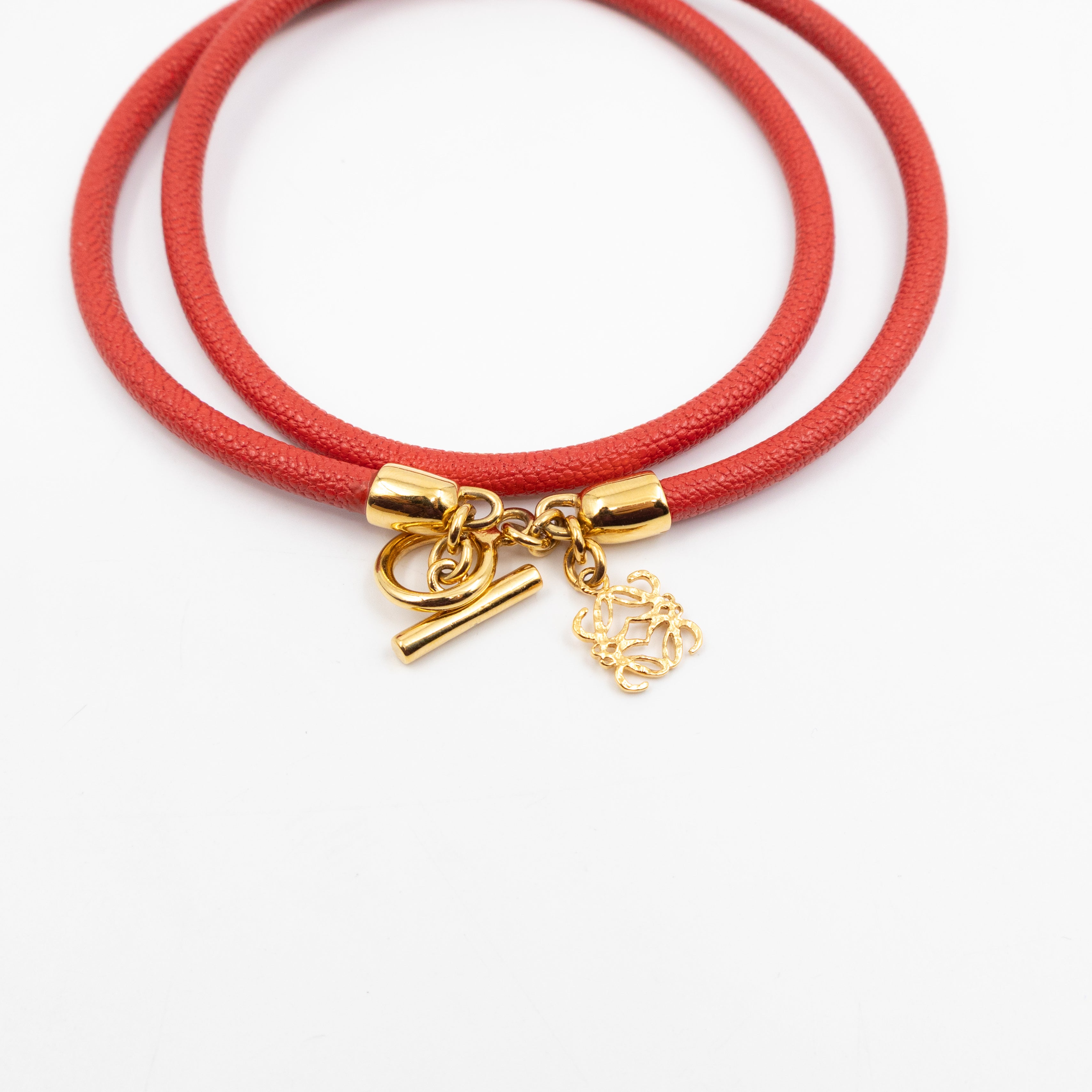 Triple Wrap Bracelet Coral Leather