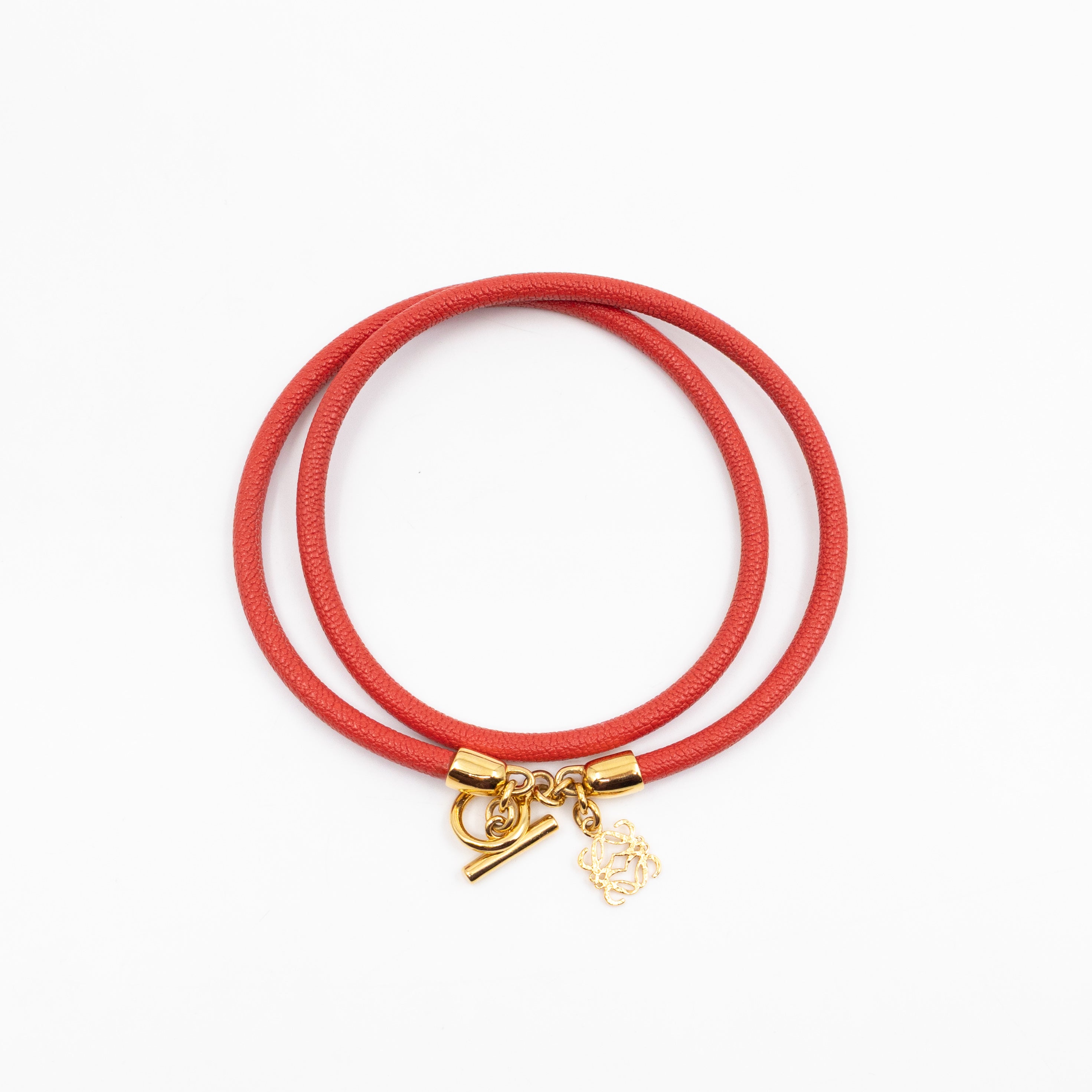 Triple Wrap Bracelet Coral Leather