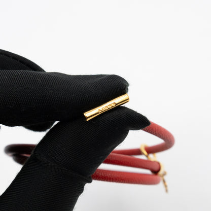Triple Wrap Bracelet Coral Leather