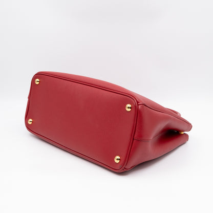 Galleria Large Double Zip Red Saffiano Leather
