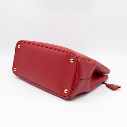 Galleria Large Double Zip Red Saffiano Leather