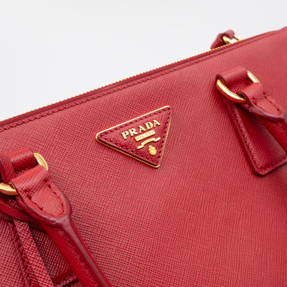 Galleria Large Double Zip Red Saffiano Leather