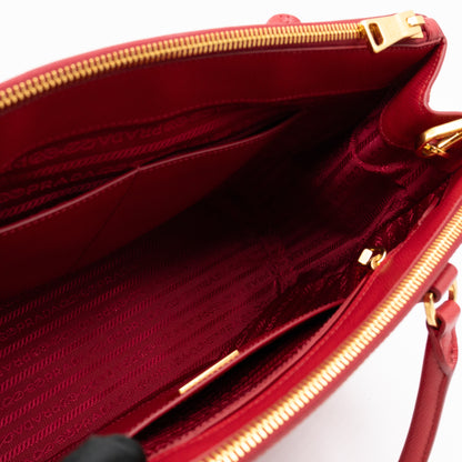Galleria Large Double Zip Red Saffiano Leather