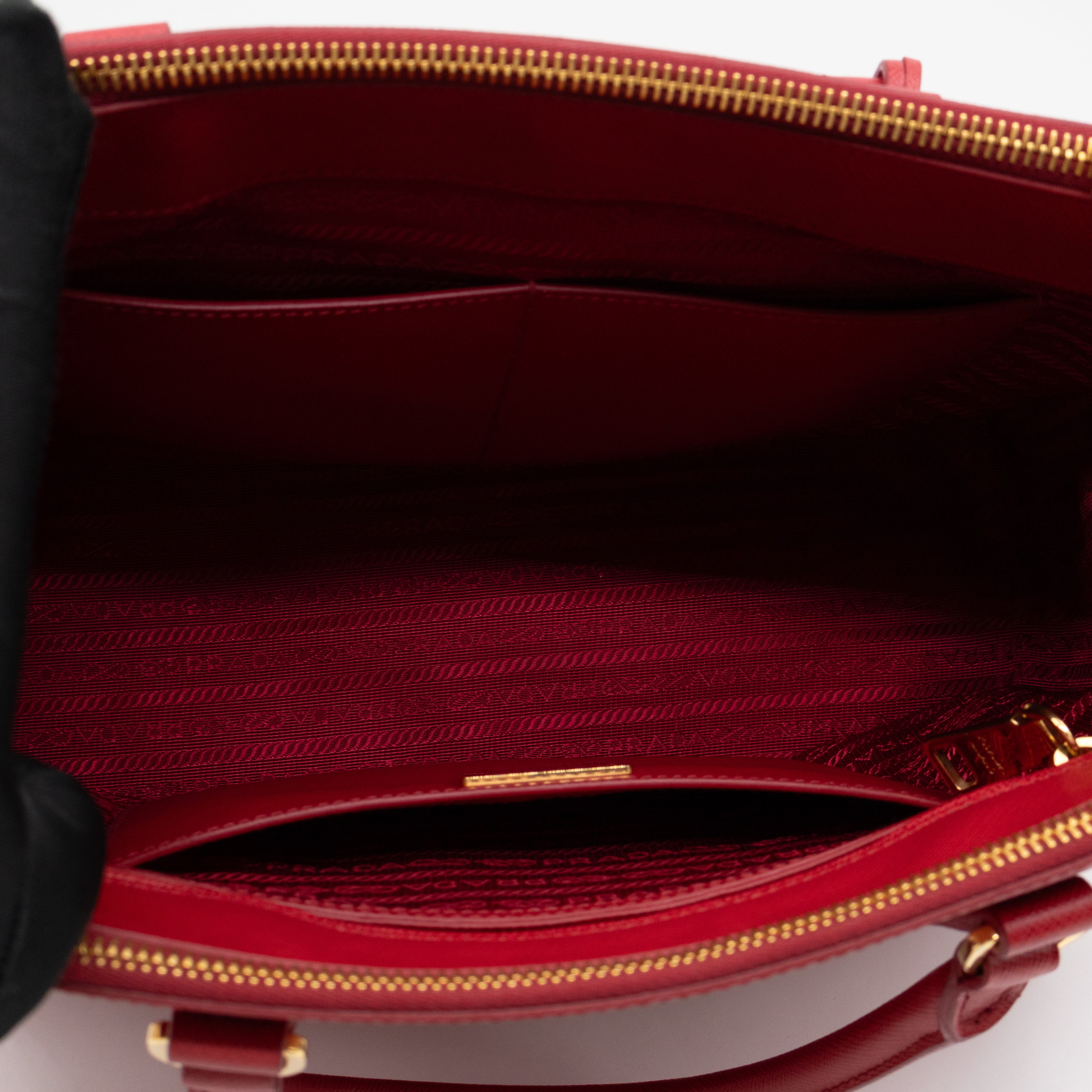 Galleria Large Double Zip Red Saffiano Leather